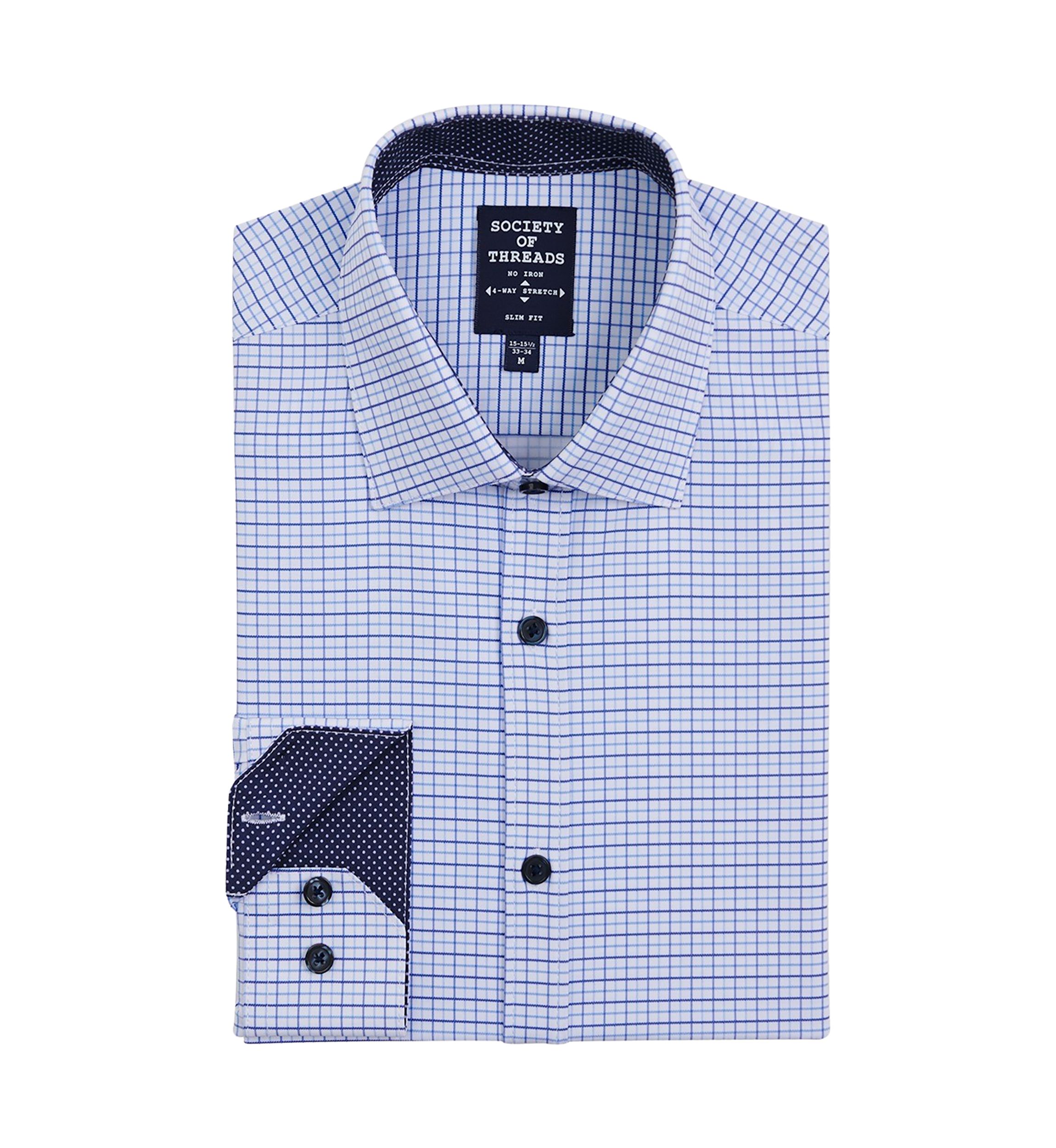 Mens Slim Fit Tattersall Performance Stretch Dress Shirt