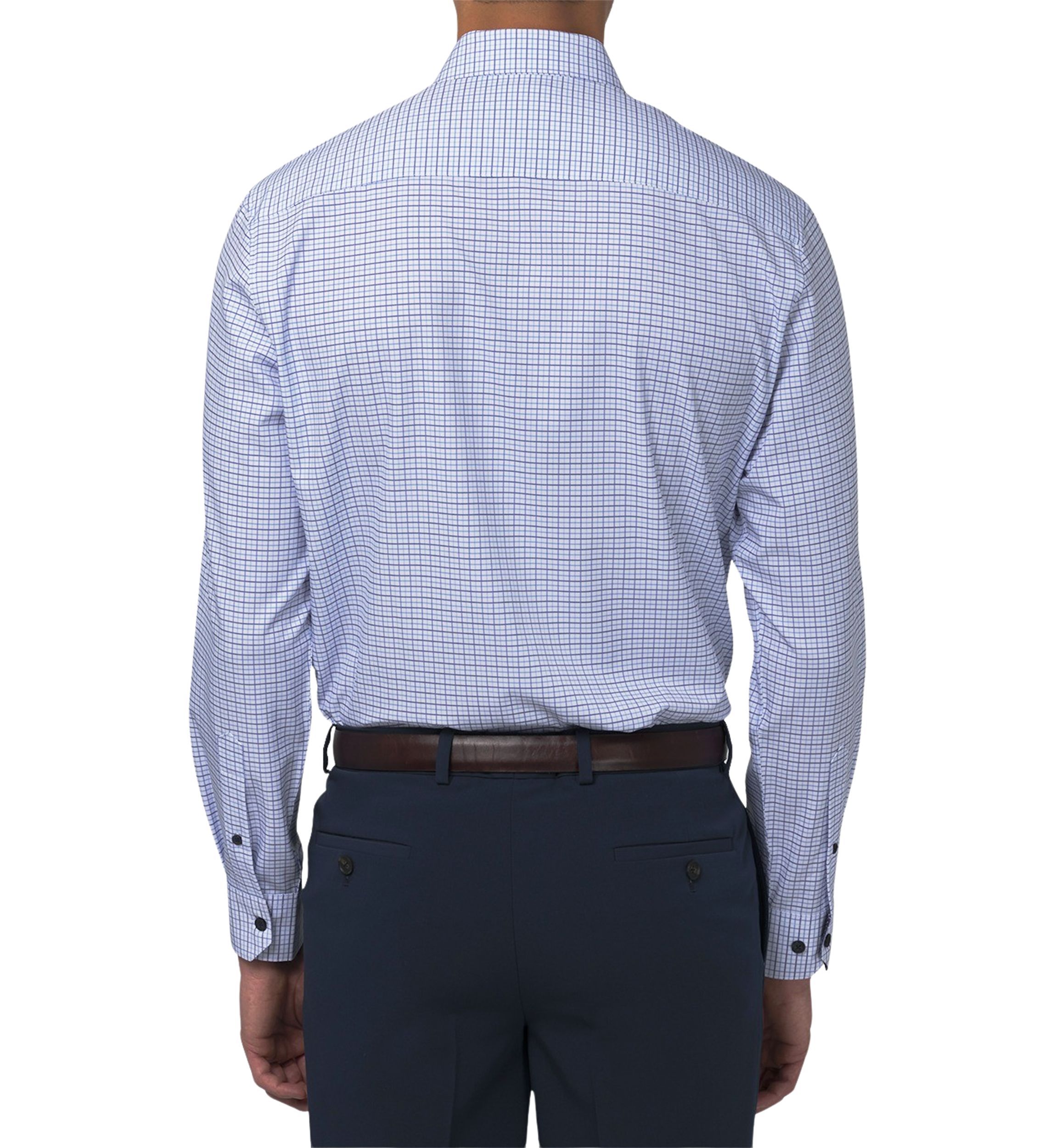 Mens Slim Fit Tattersall Performance Stretch Dress Shirt