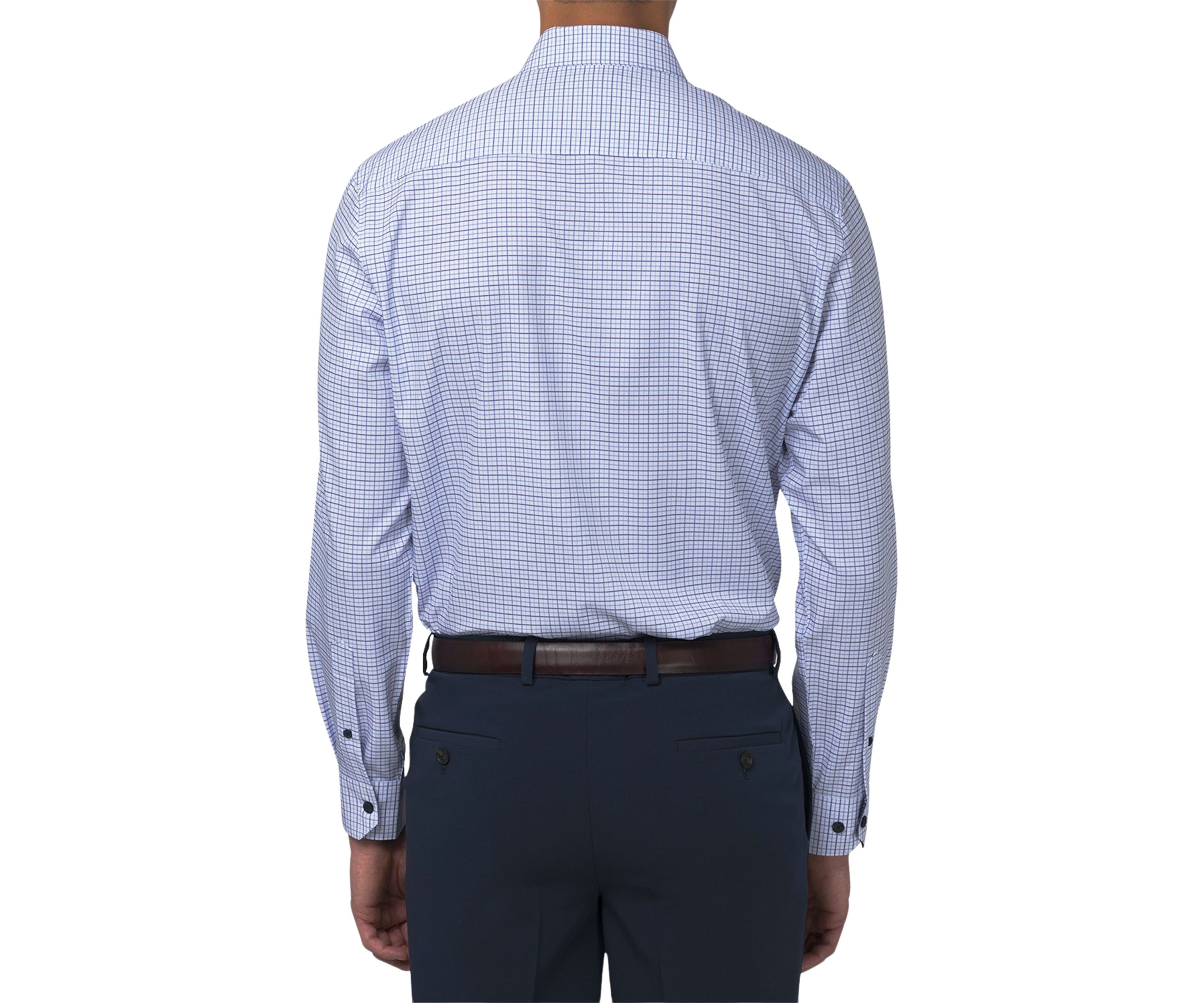 Mens Slim Fit Tattersall Performance Stretch Dress Shirt