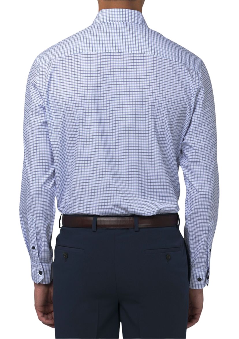 Mens Slim Fit Tattersall Performance Stretch Dress Shirt