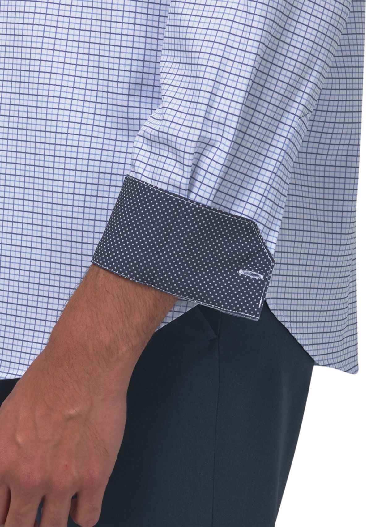 Mens Slim Fit Tattersall Performance Stretch Dress Shirt