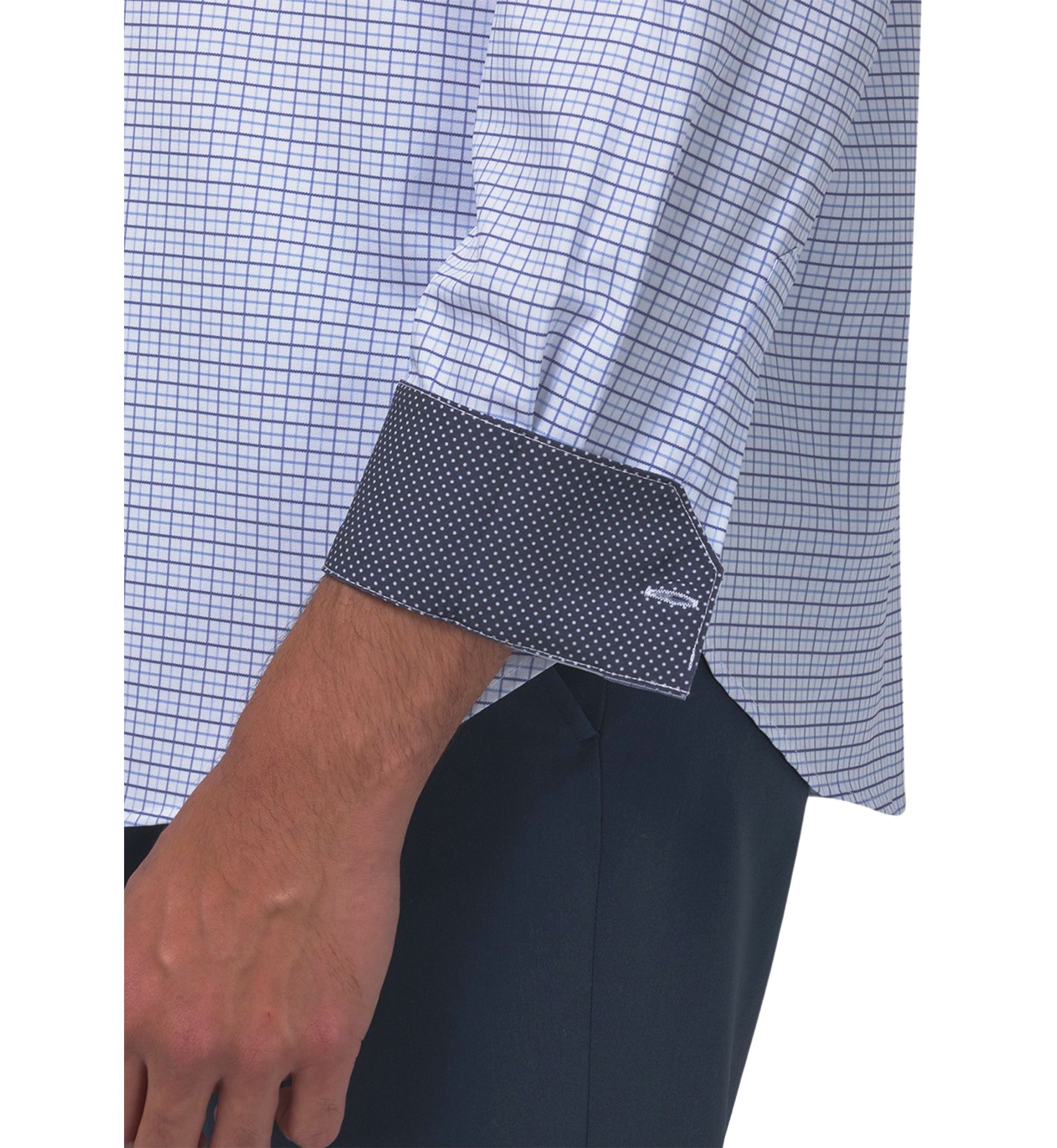 Mens Slim Fit Tattersall Performance Stretch Dress Shirt