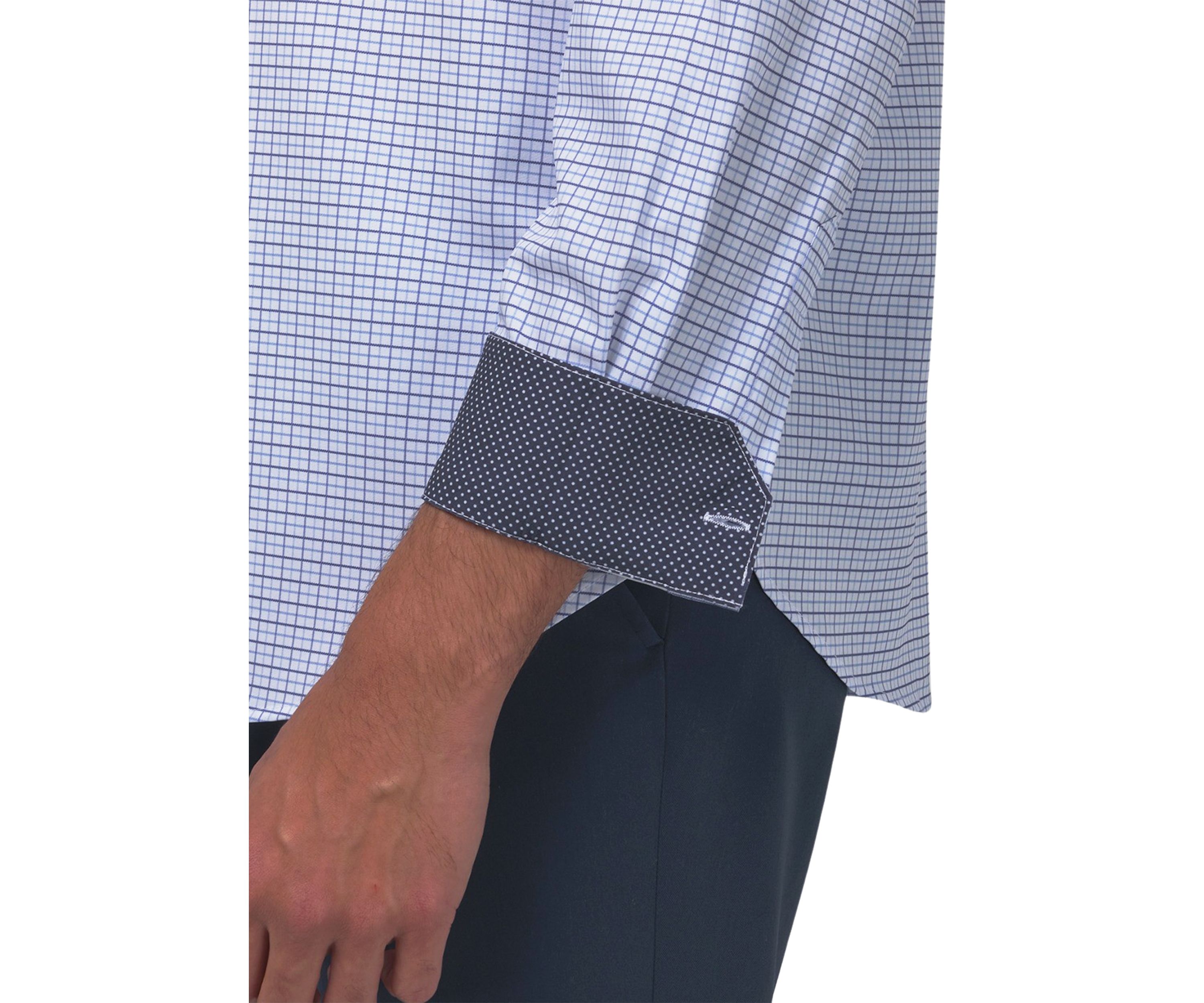 Mens Slim Fit Tattersall Performance Stretch Dress Shirt