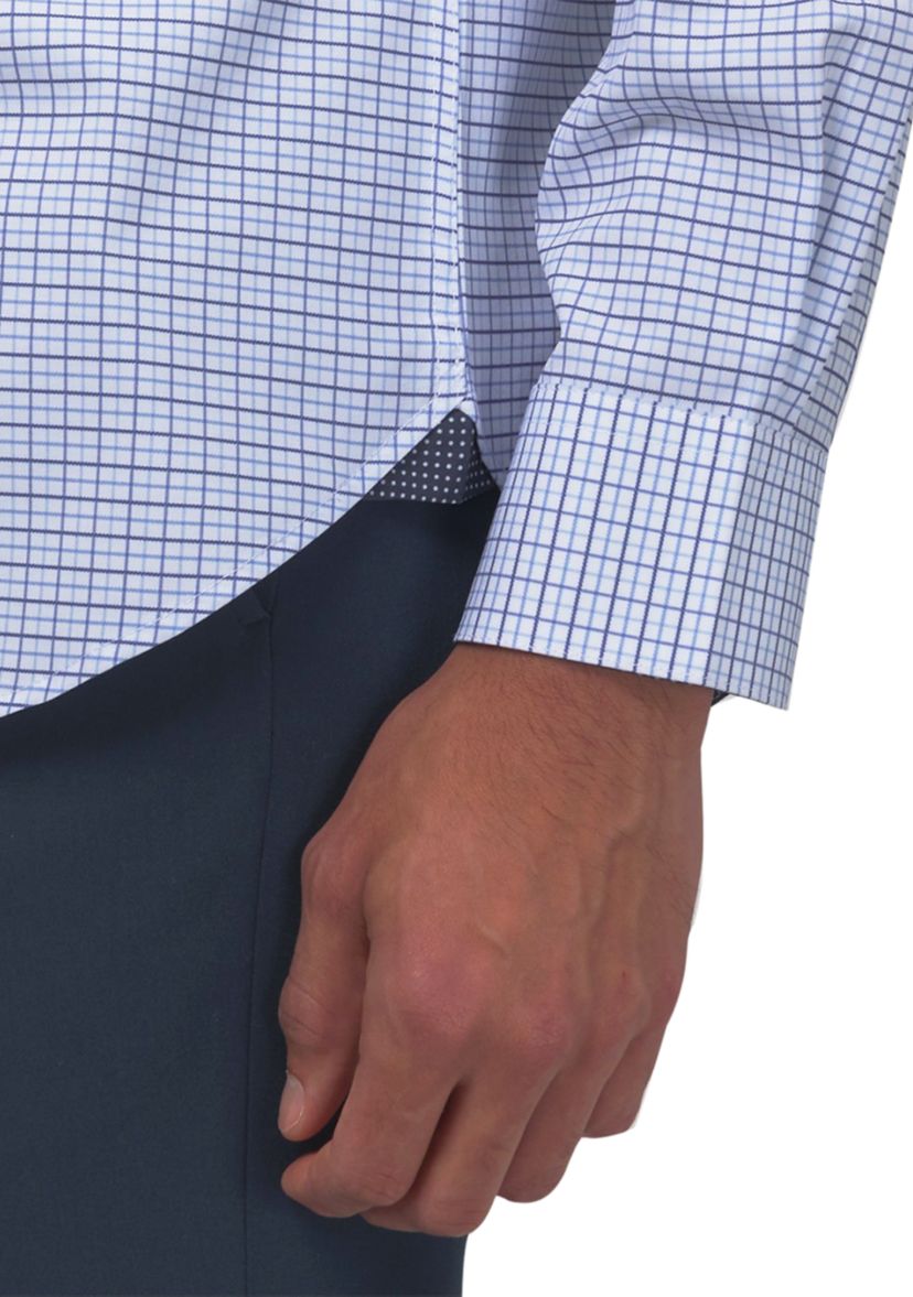 Mens Slim Fit Tattersall Performance Stretch Dress Shirt
