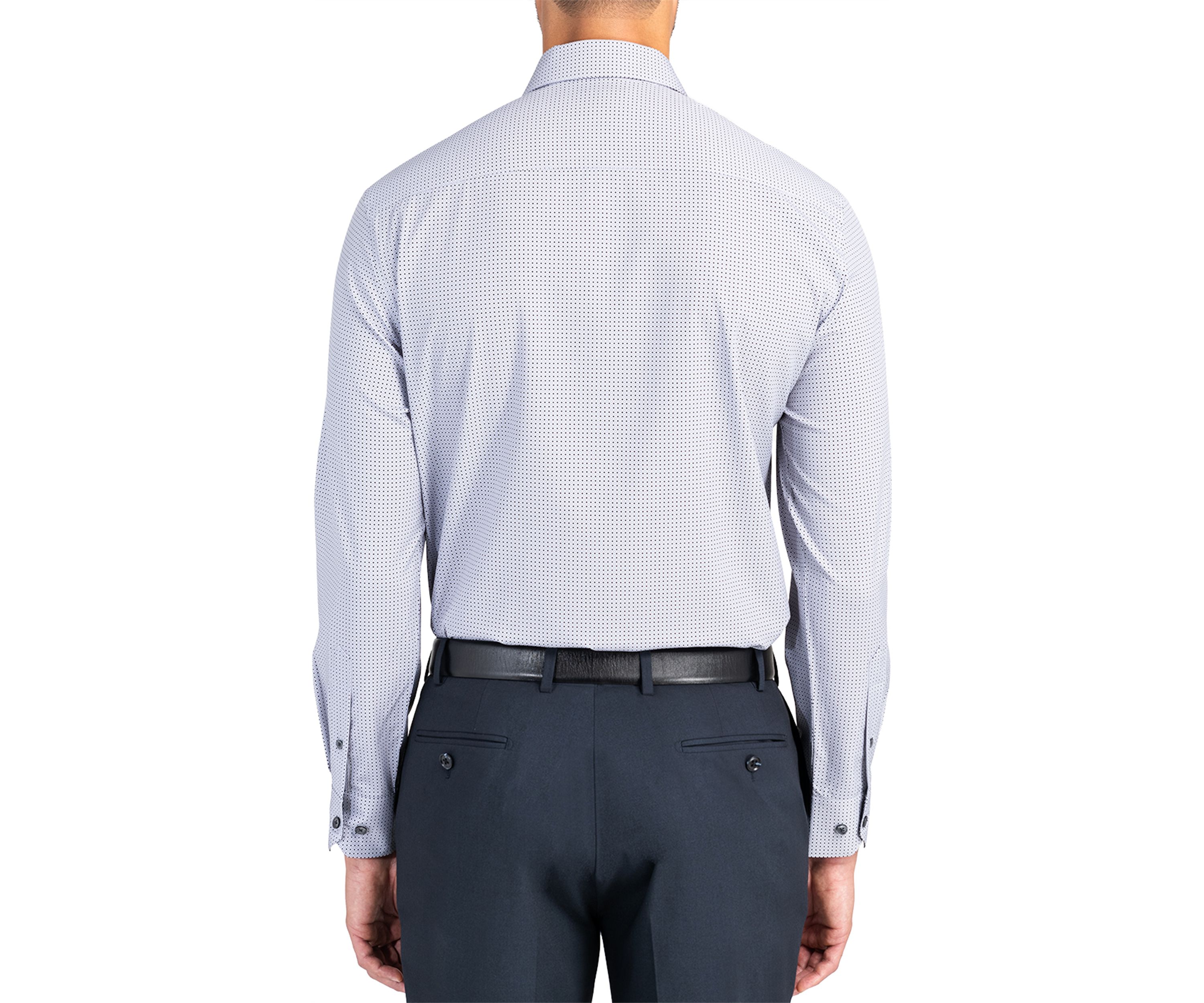 Slim Fit Gray Geo Dot Performance Stretch Dress Shirt