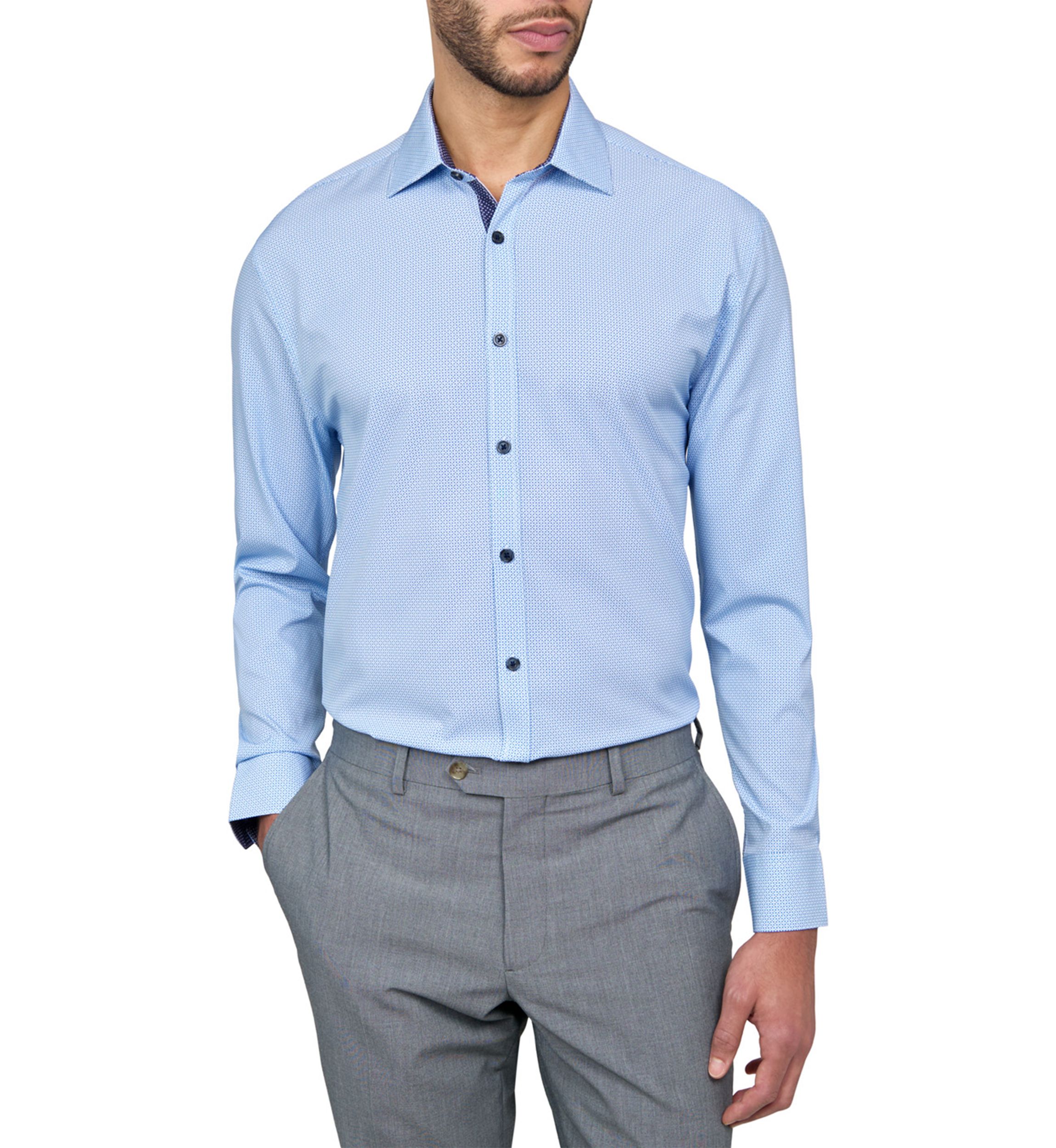 Mens Slim Fit Micro Performance Stretch Dress Shirt