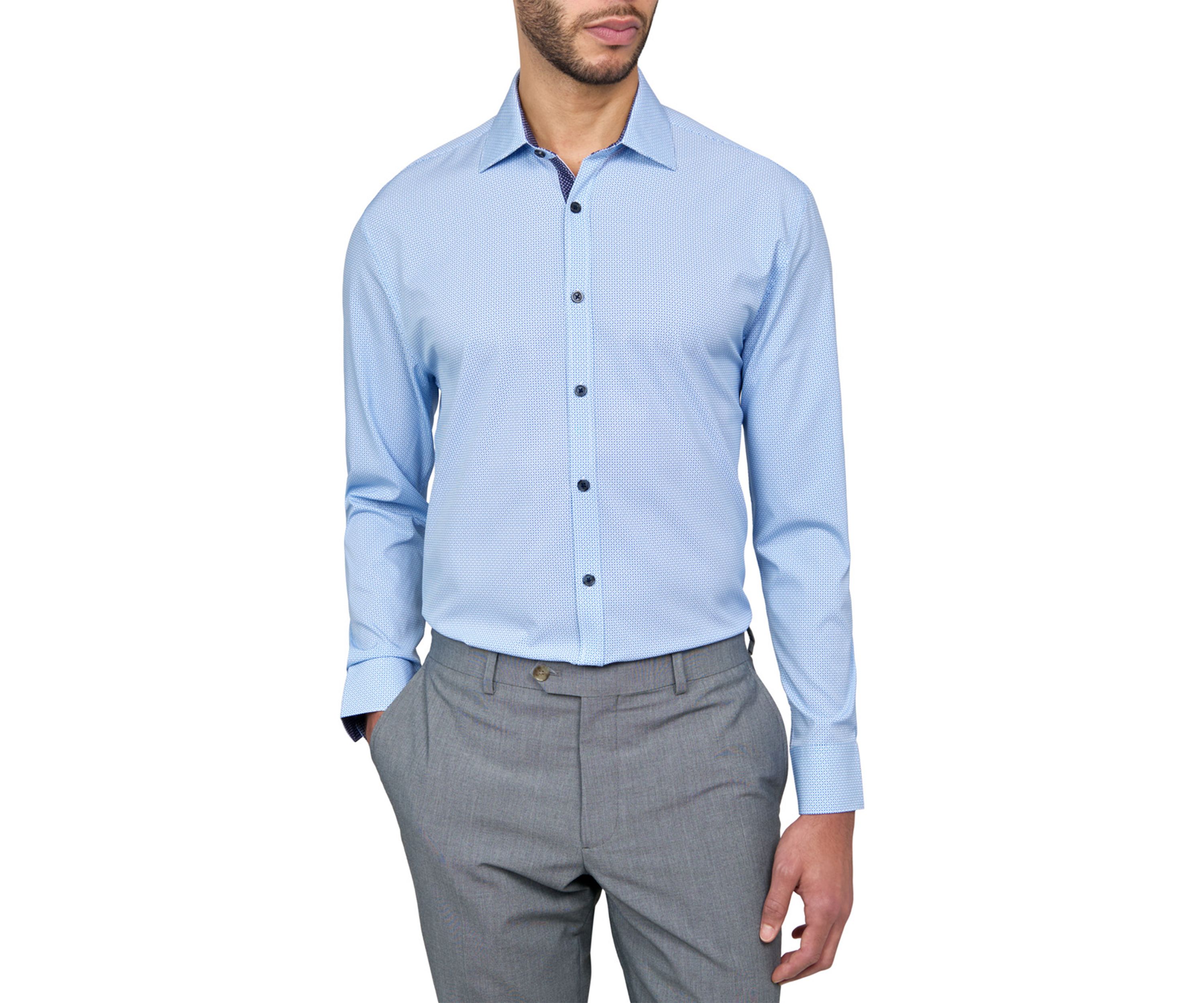 Mens Slim Fit Micro Performance Stretch Dress Shirt