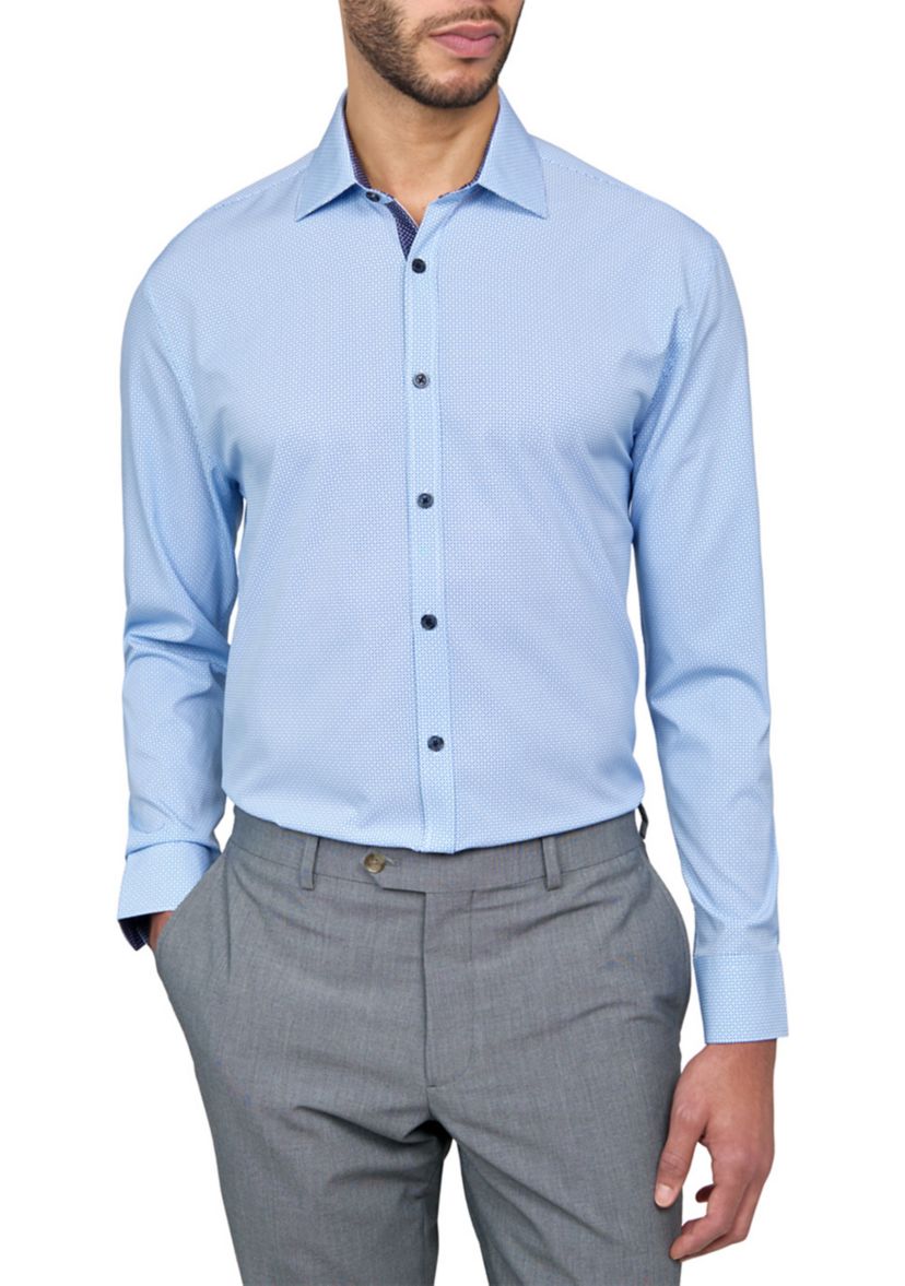 Mens Slim Fit Micro Performance Stretch Dress Shirt
