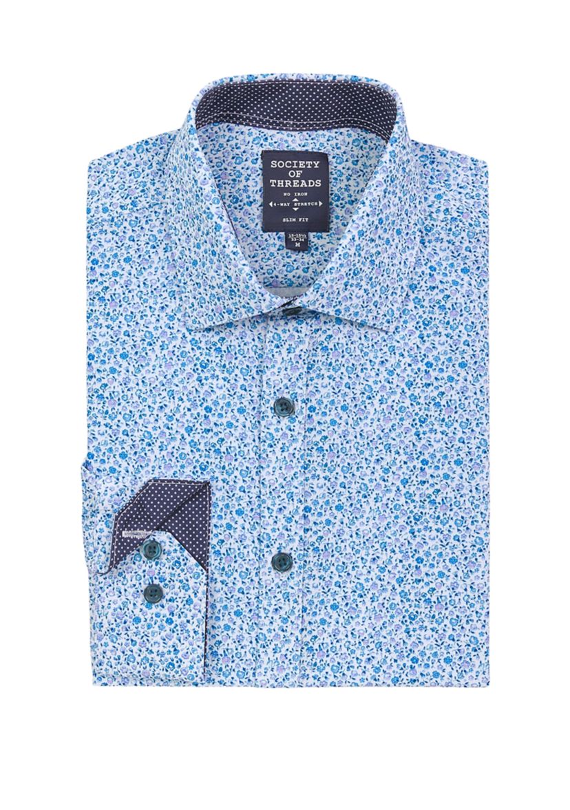 SOCIETY OF THREADS Slim Fit Floral Performance Stretch Dress Shirt | Belk