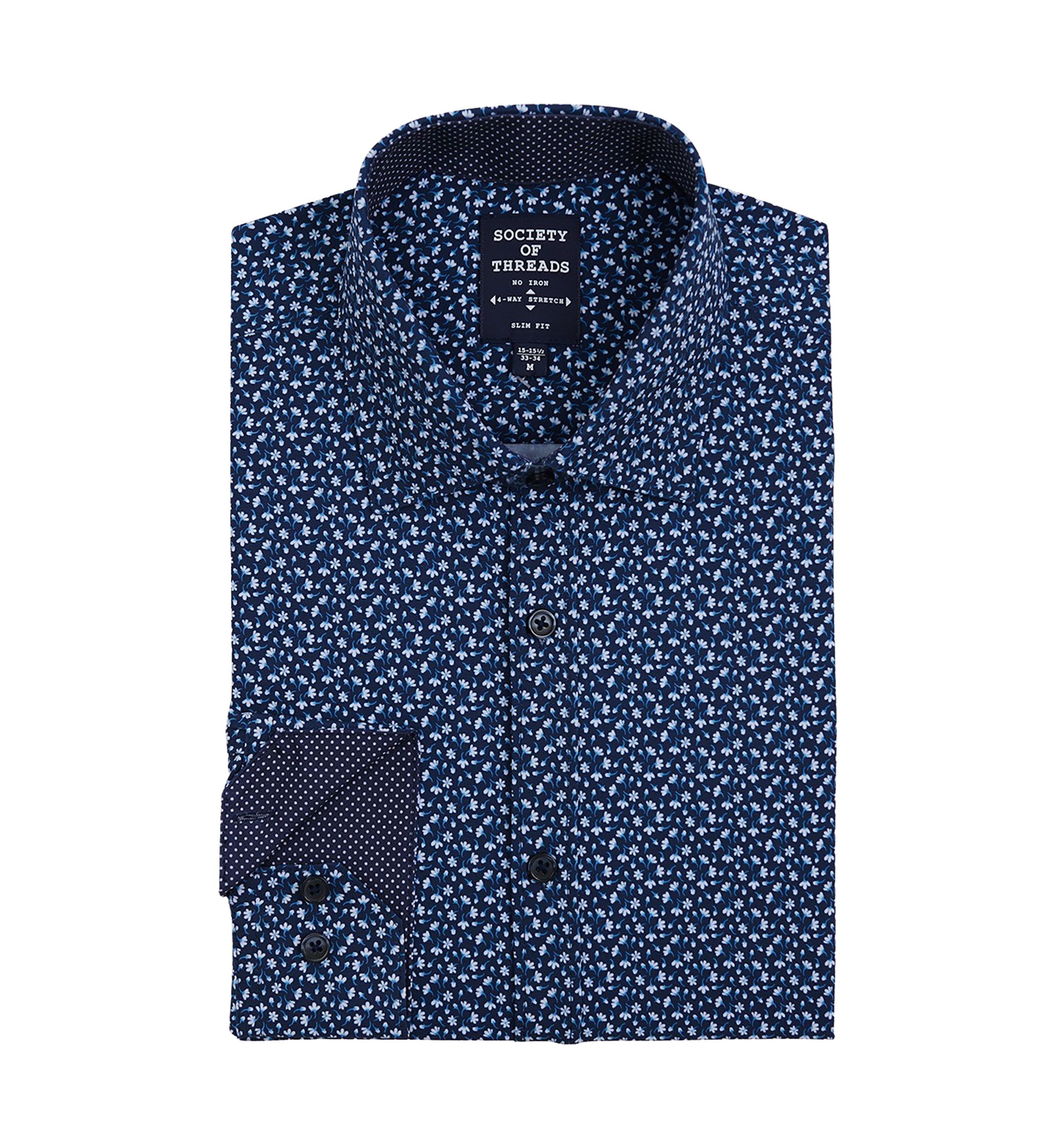 Mens Slim Fit Floral Performance Stretch Dress Shirt