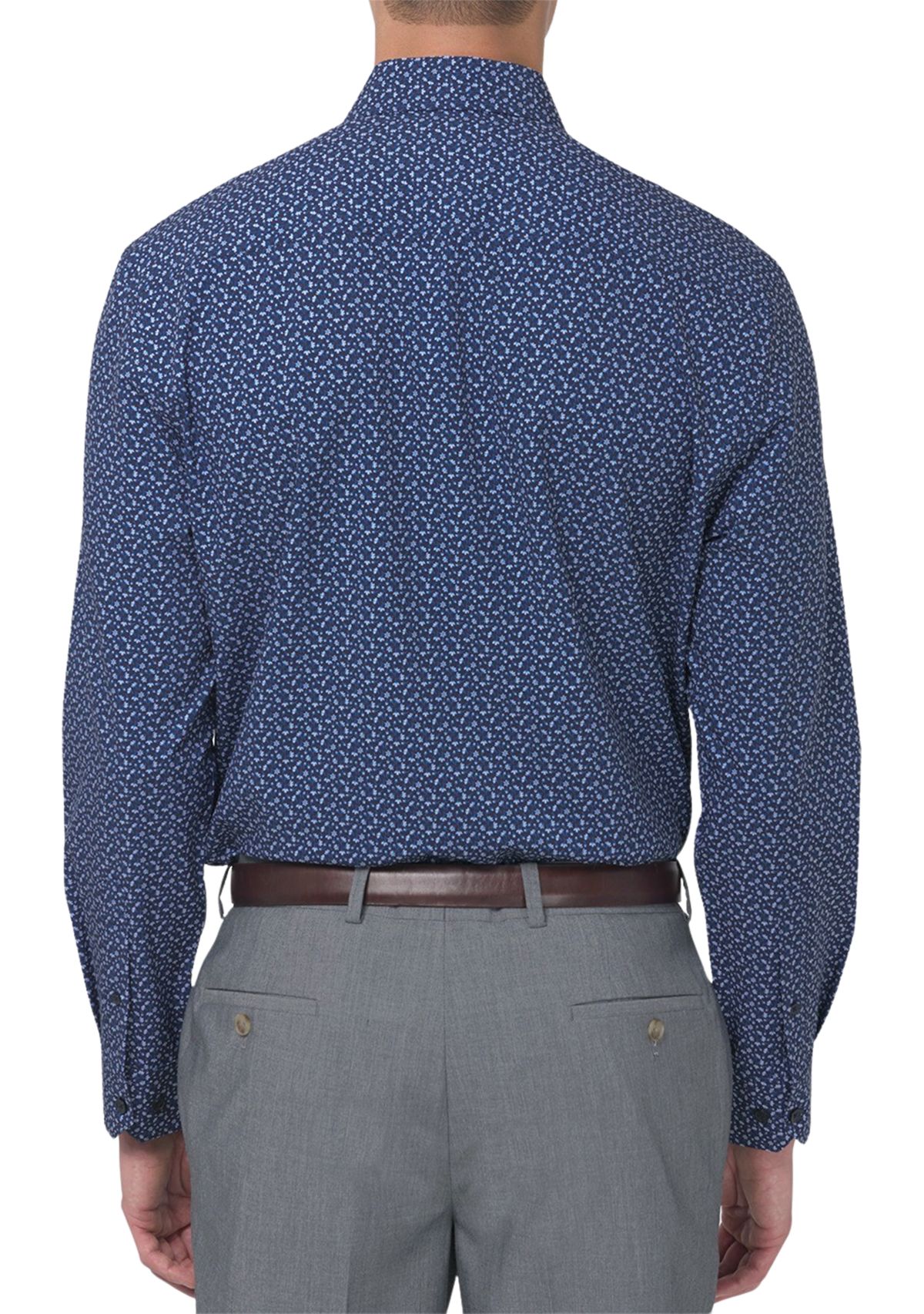 Mens Slim Fit Floral Performance Stretch Dress Shirt