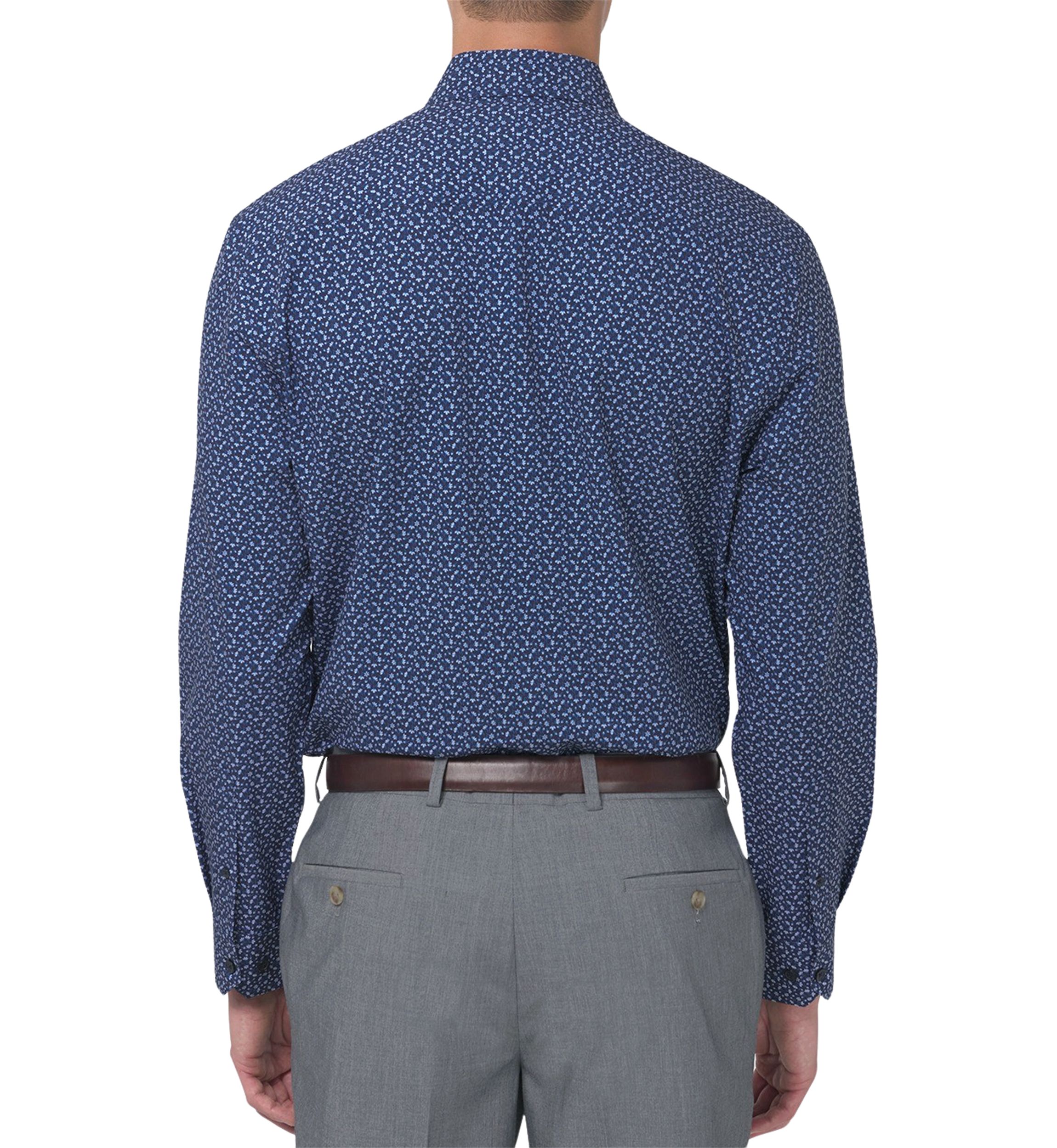 Mens Slim Fit Floral Performance Stretch Dress Shirt