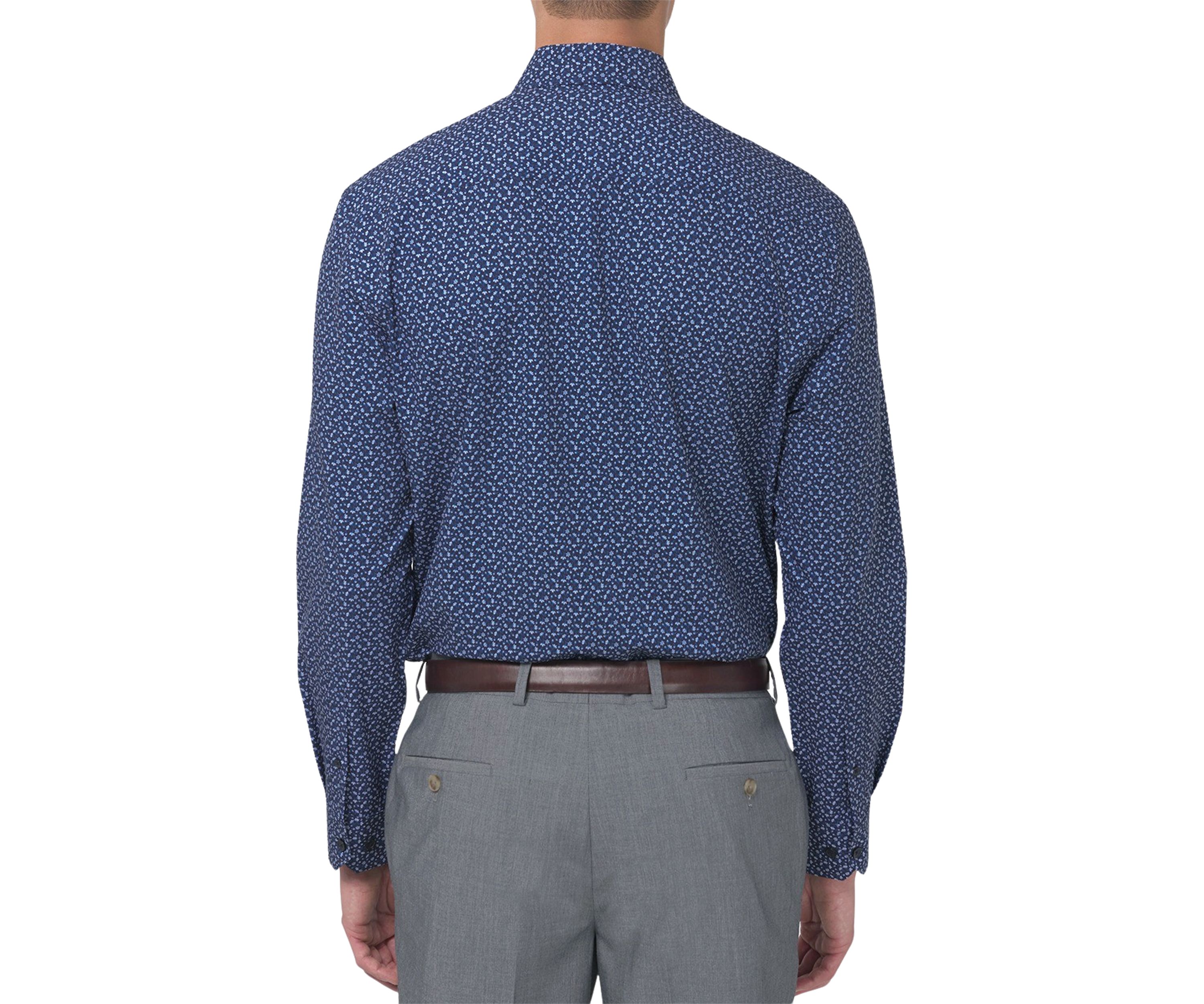 Mens Slim Fit Floral Performance Stretch Dress Shirt