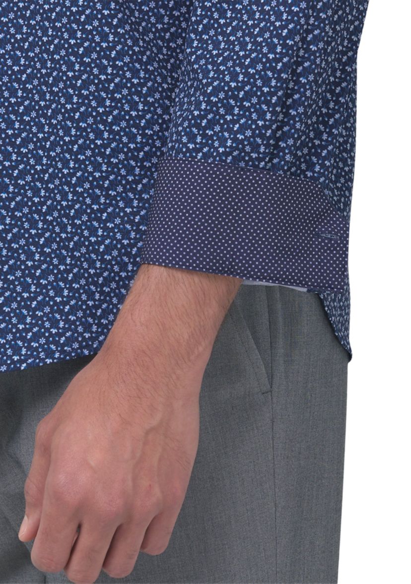 Mens Slim Fit Floral Performance Stretch Dress Shirt