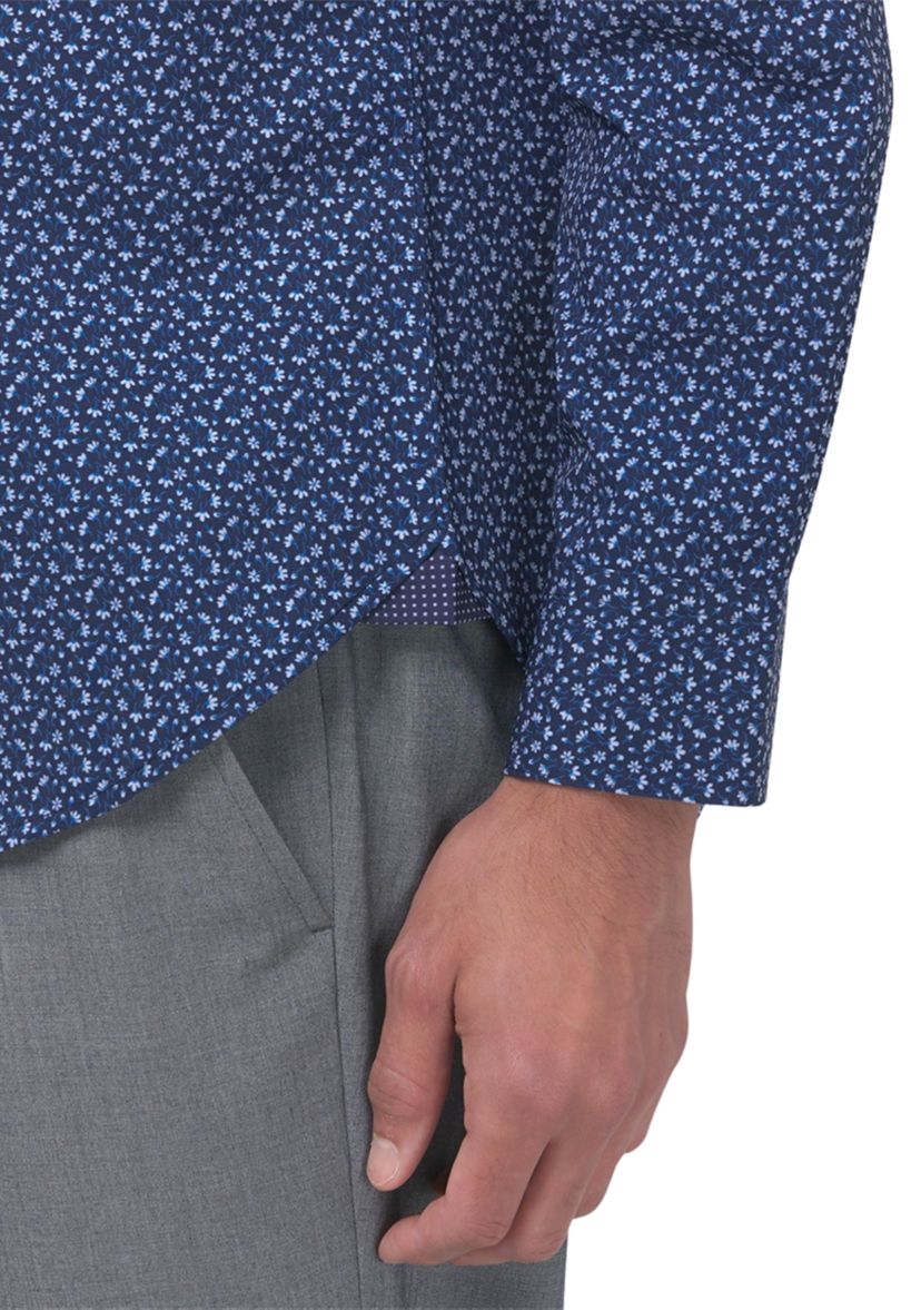 Mens Slim Fit Floral Performance Stretch Dress Shirt