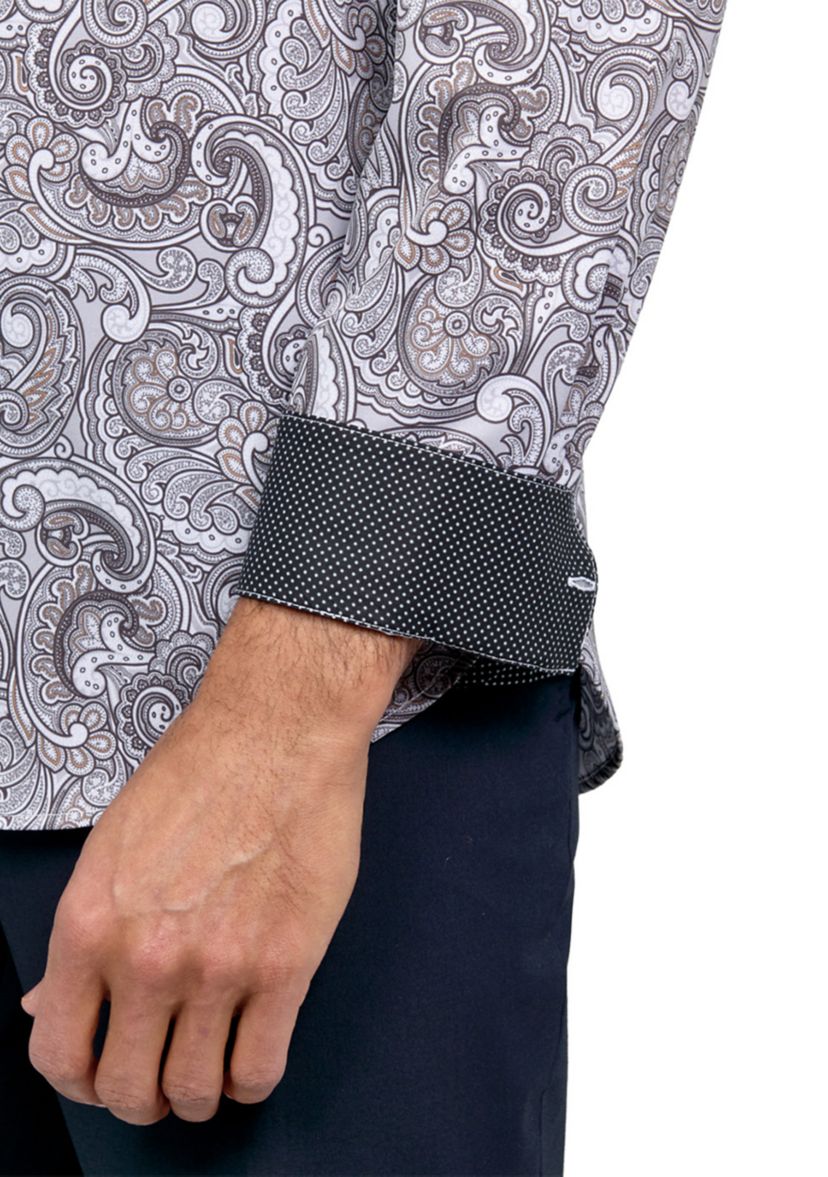 Mens Slim Fit Large Paisley Performance Stretch Dress Shirt