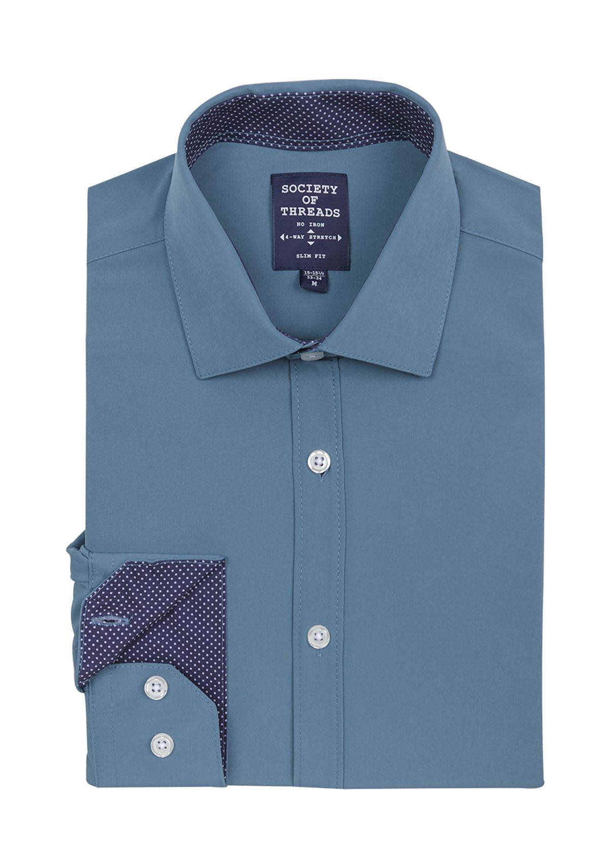 Mens Slim Fit Solid Performance Stretch Dress Shirt