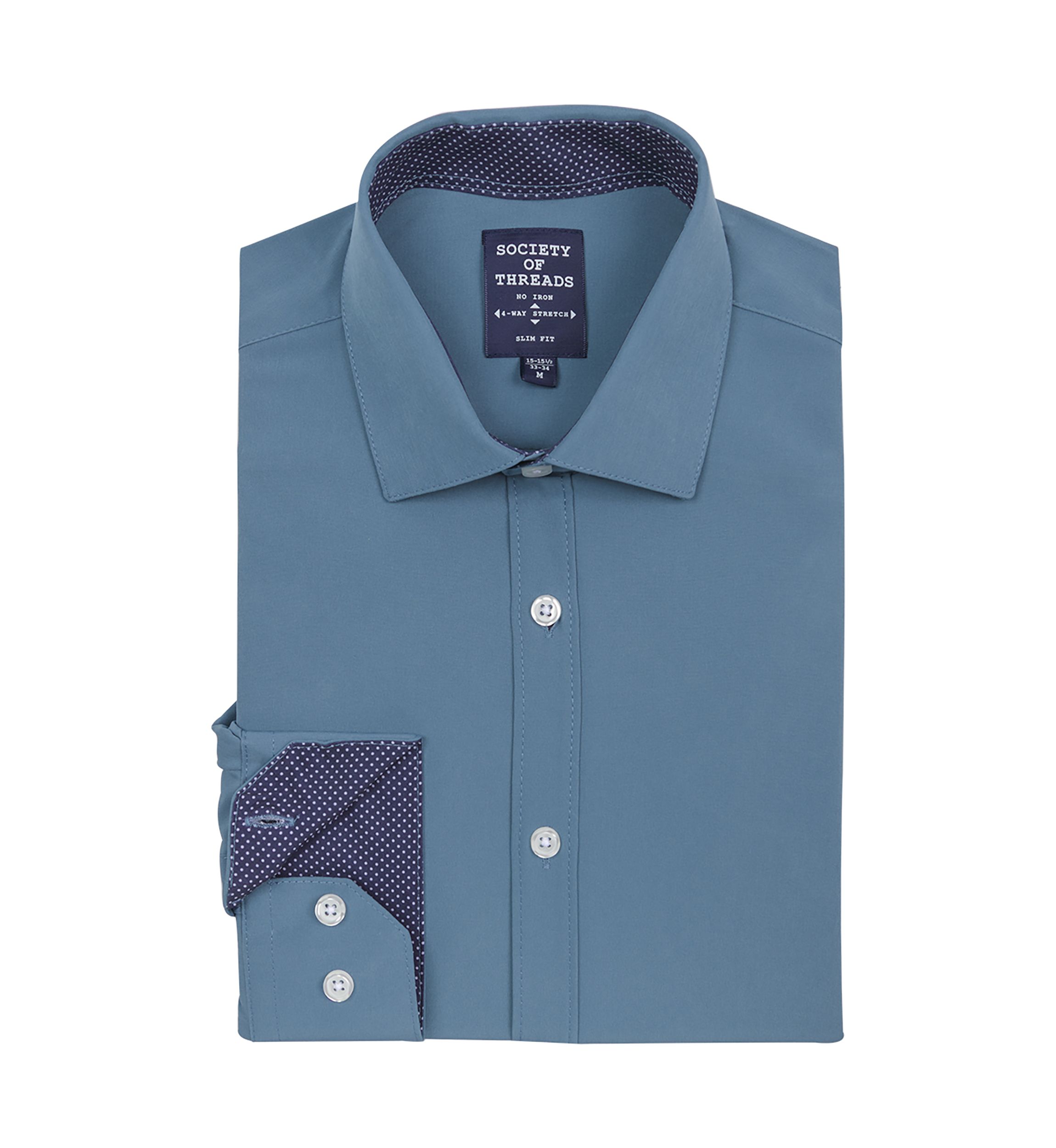 Mens Slim Fit Solid Performance Stretch Dress Shirt
