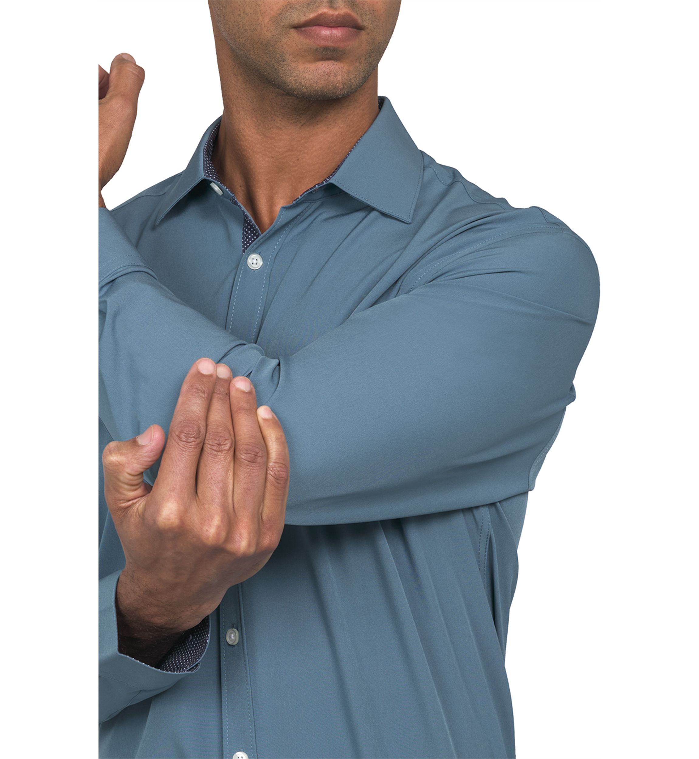 Mens Slim Fit Solid Performance Stretch Dress Shirt