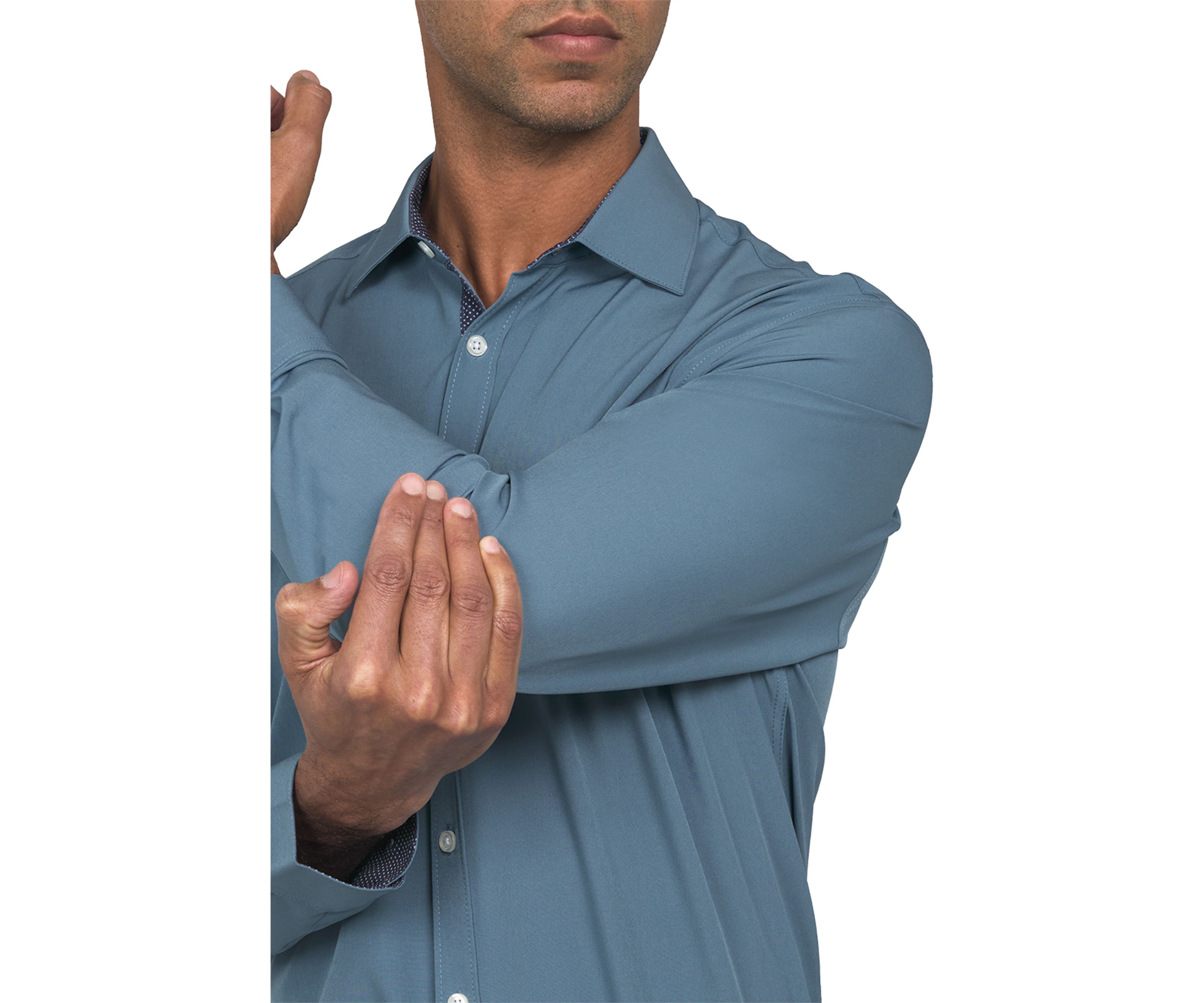 Mens Slim Fit Solid Performance Stretch Dress Shirt