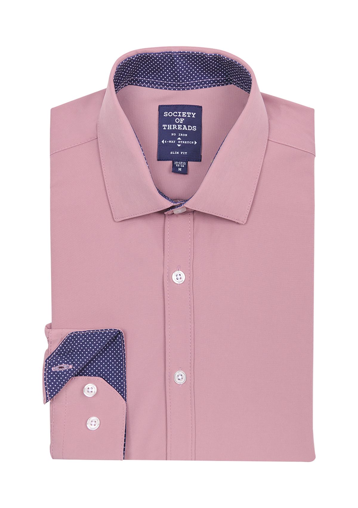 Mens Slim Fit Solid Performance Stretch Dress Shirt