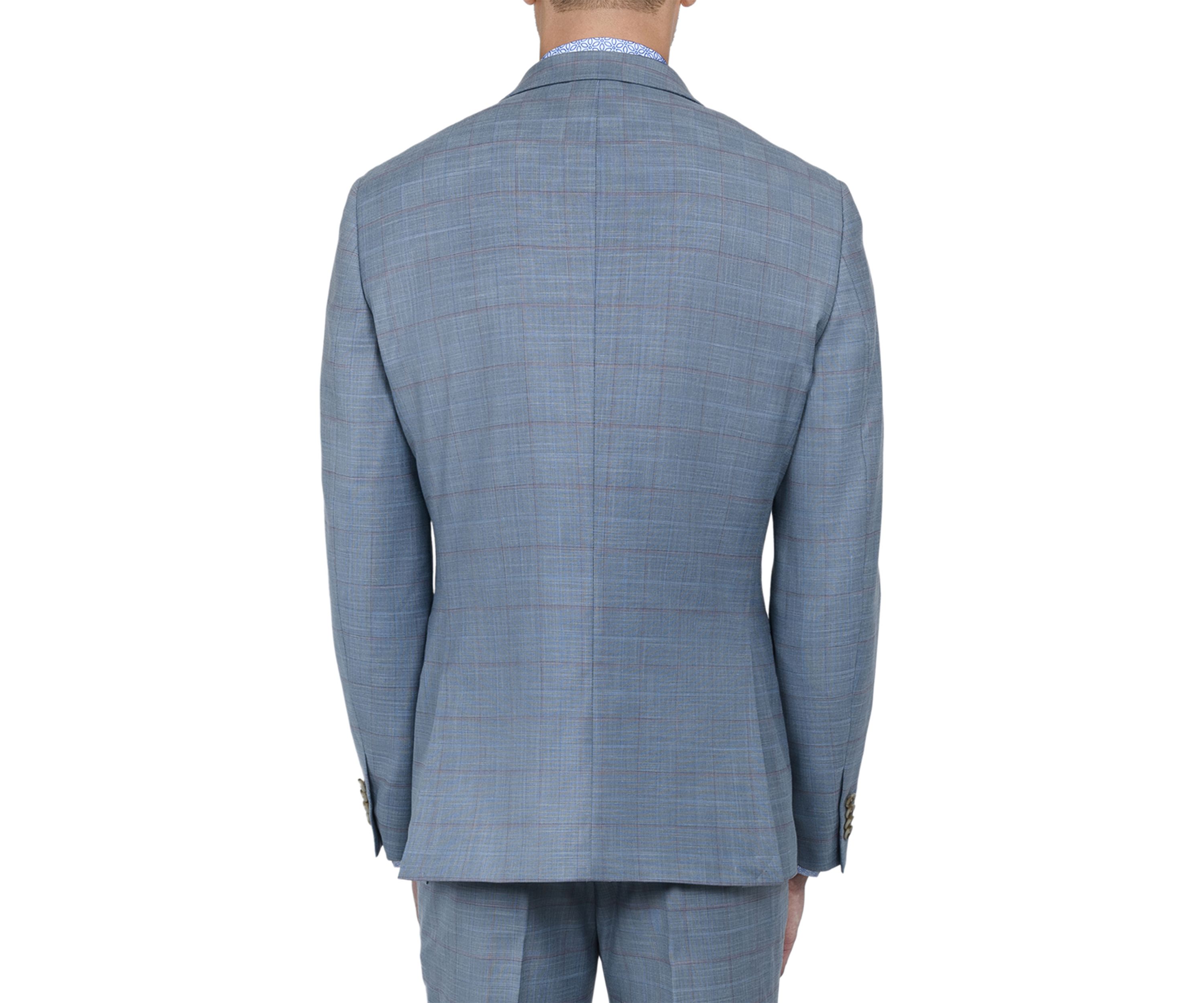 Mens Slim Fit Windowpane Suit Coat