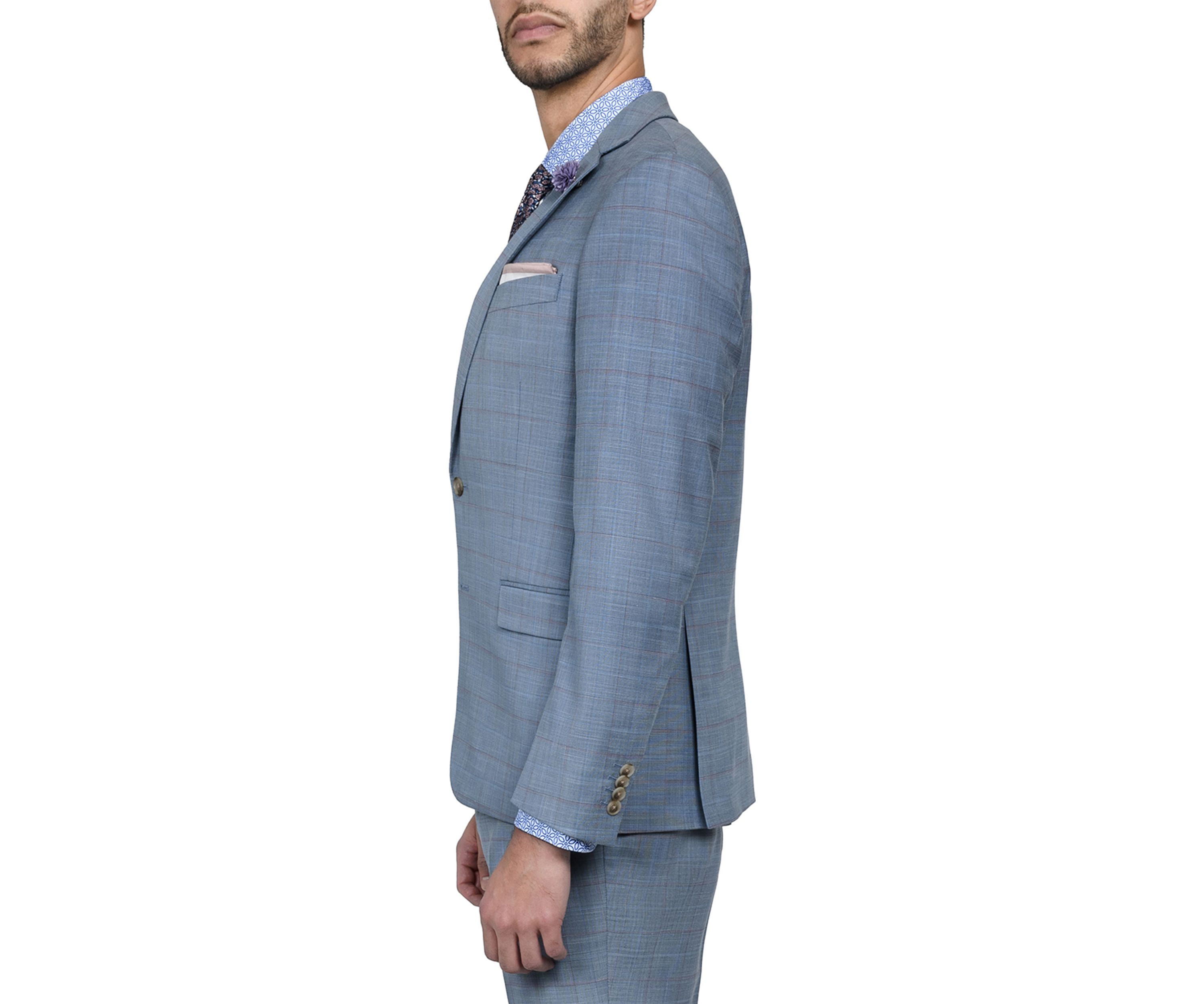 Mens Slim Fit Windowpane Suit Coat