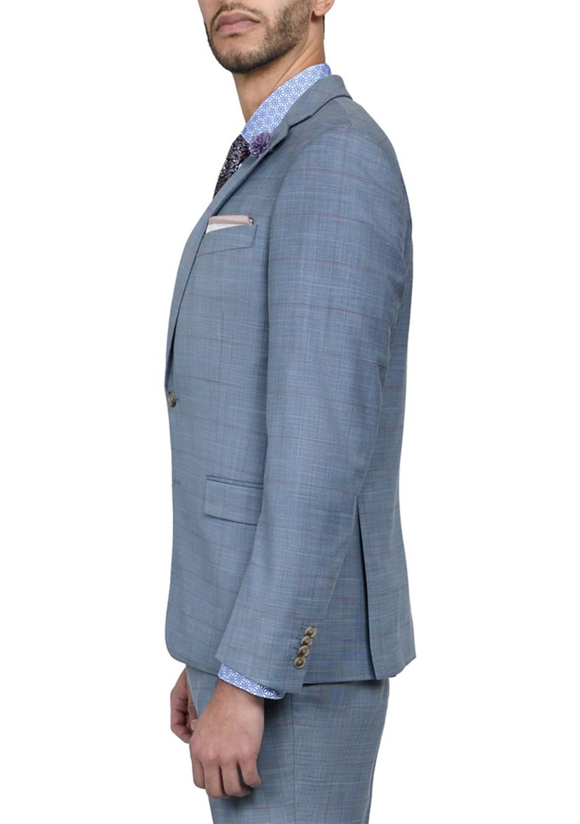 Mens Slim Fit Windowpane Suit Coat