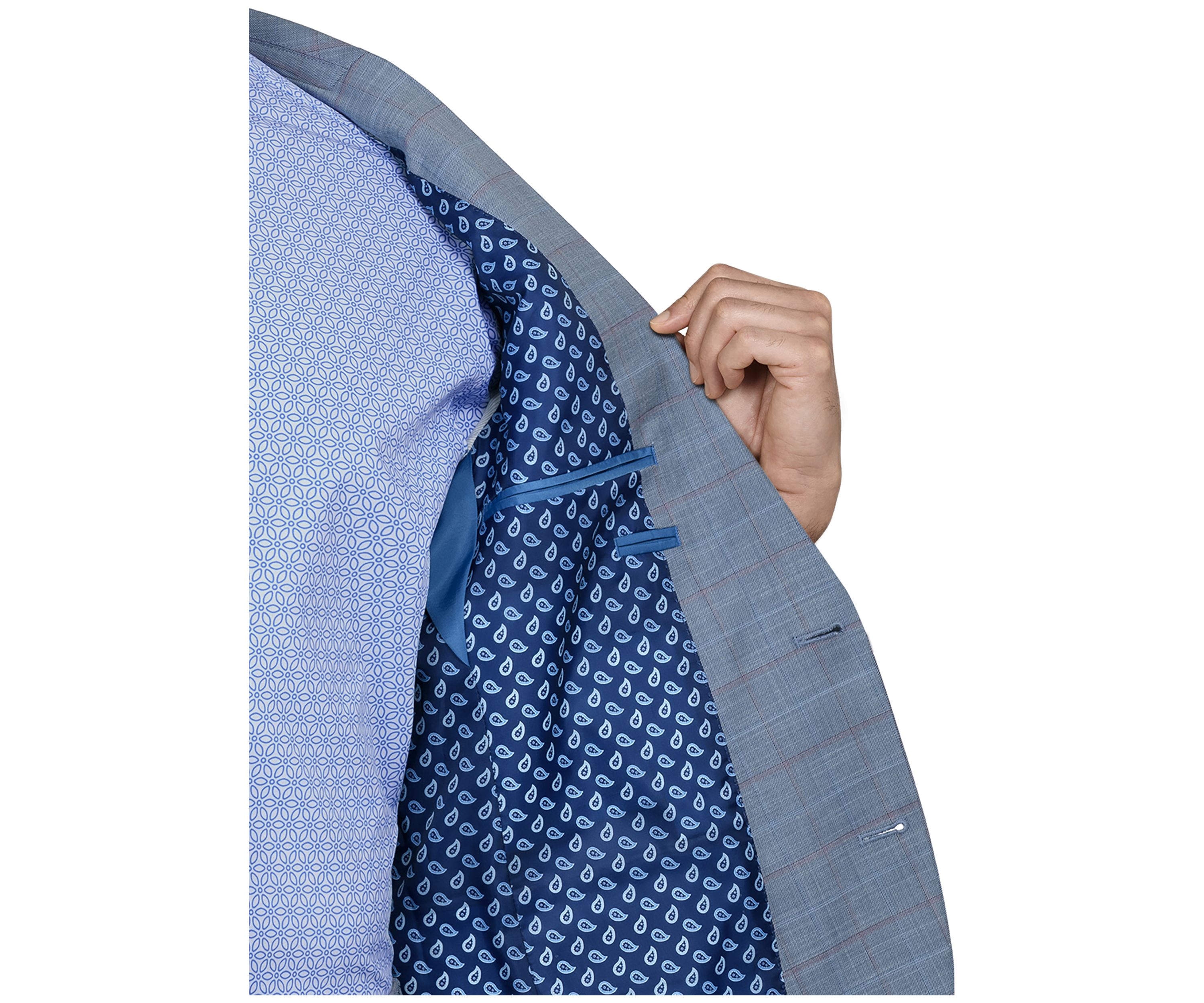 Mens Slim Fit Windowpane Suit Coat