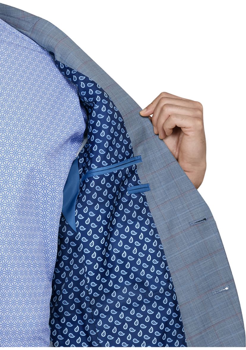 Mens Slim Fit Windowpane Suit Coat