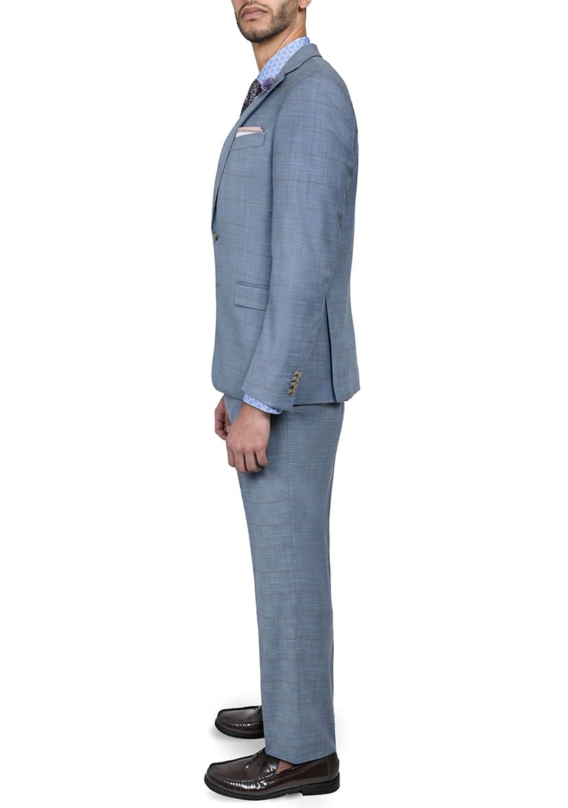 Mens Slim Fit Windowpane Suit Coat