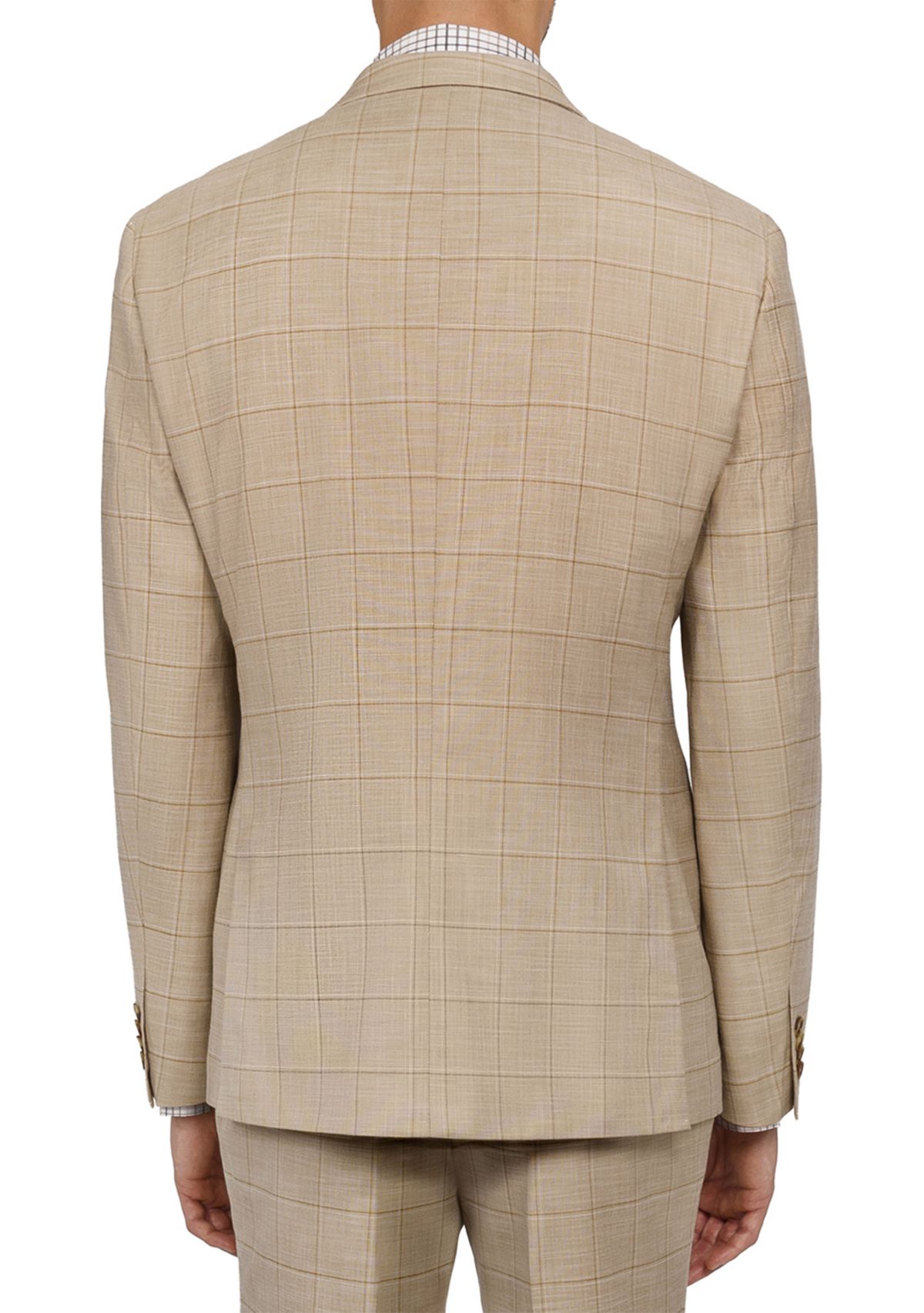 Mens Slim Fit Windowpane Suit Coat