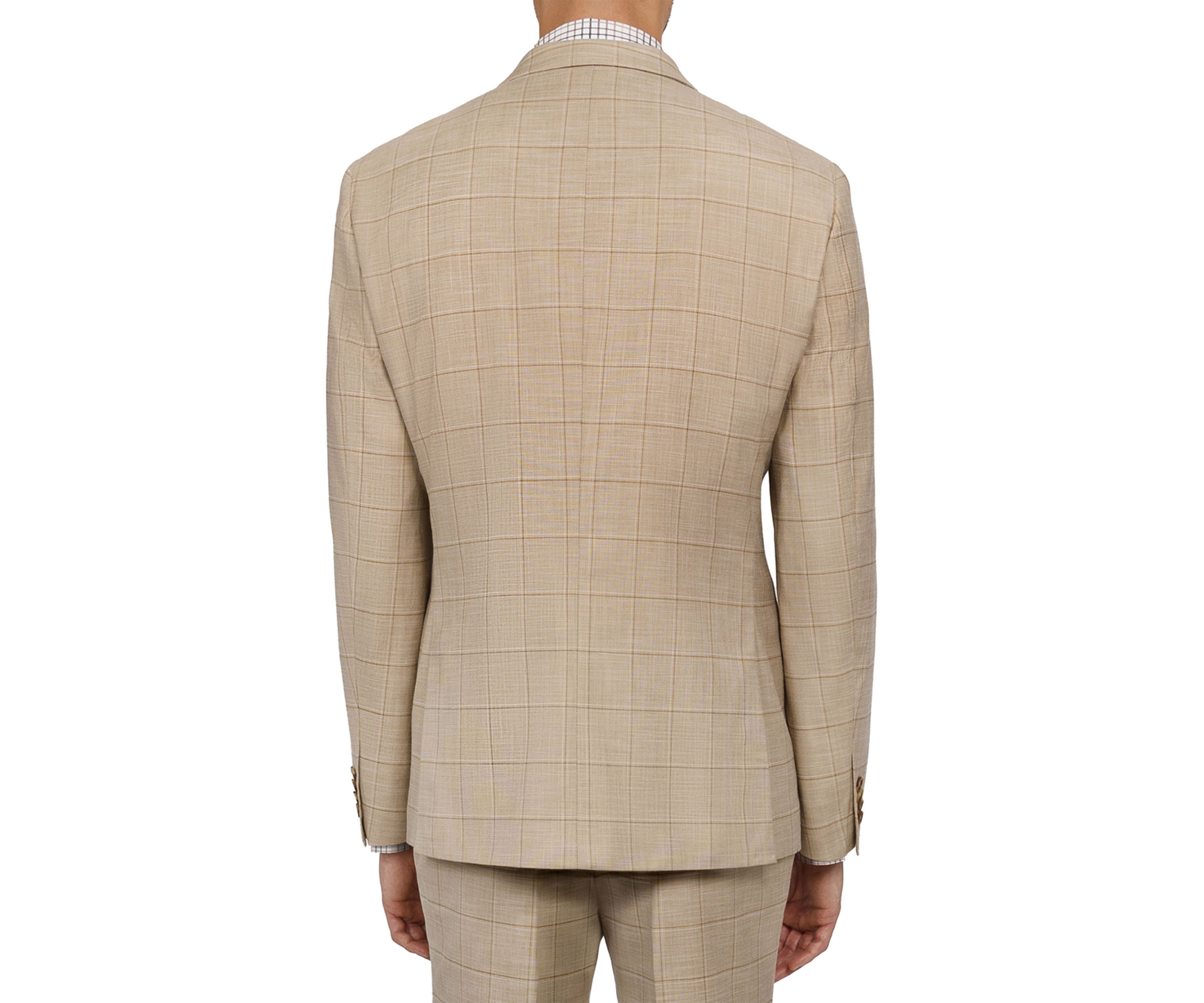 Mens Slim Fit Windowpane Suit Coat