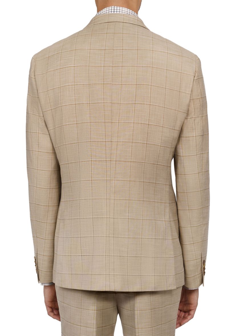 Mens Slim Fit Windowpane Suit Coat
