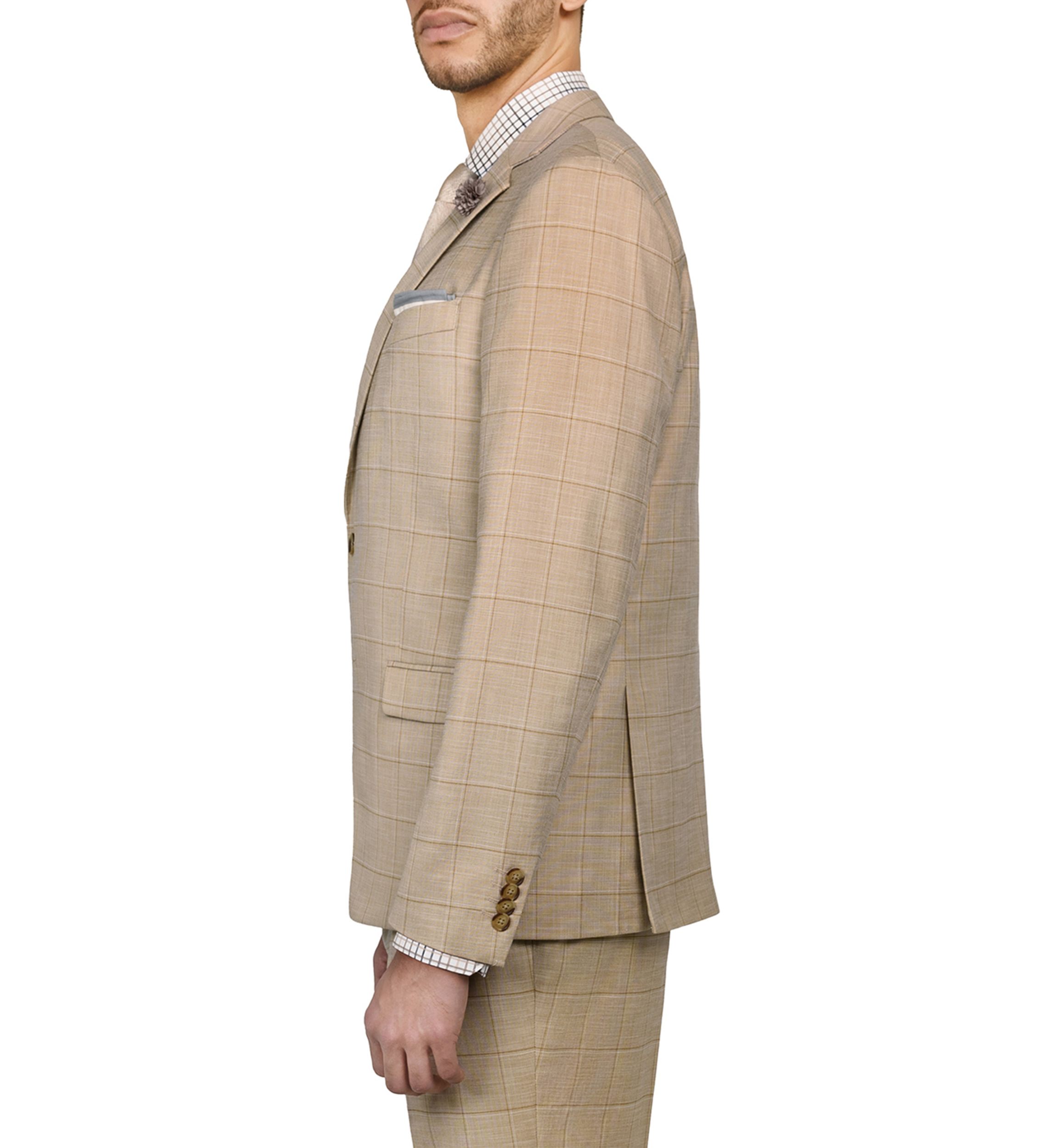 Mens Slim Fit Windowpane Suit Coat