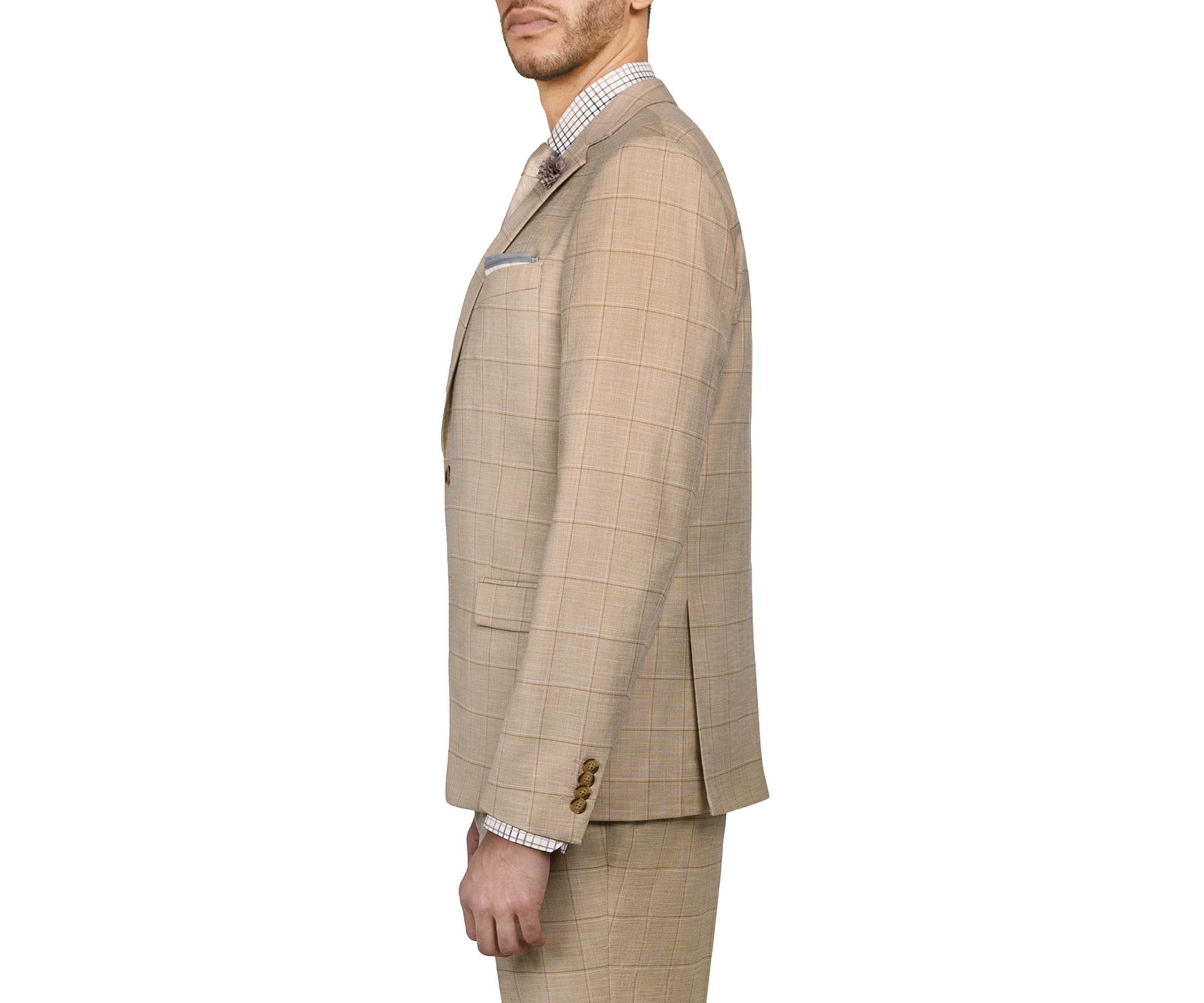Mens Slim Fit Windowpane Suit Coat