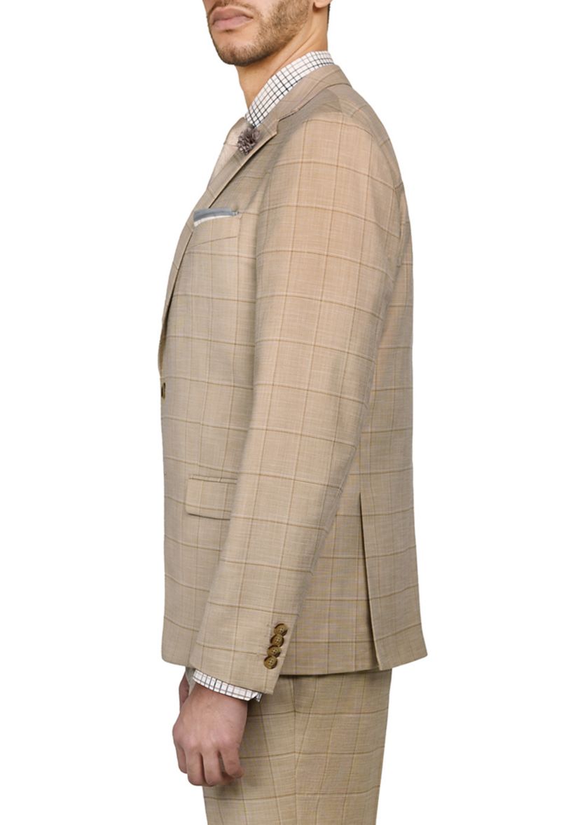 Mens Slim Fit Windowpane Suit Coat