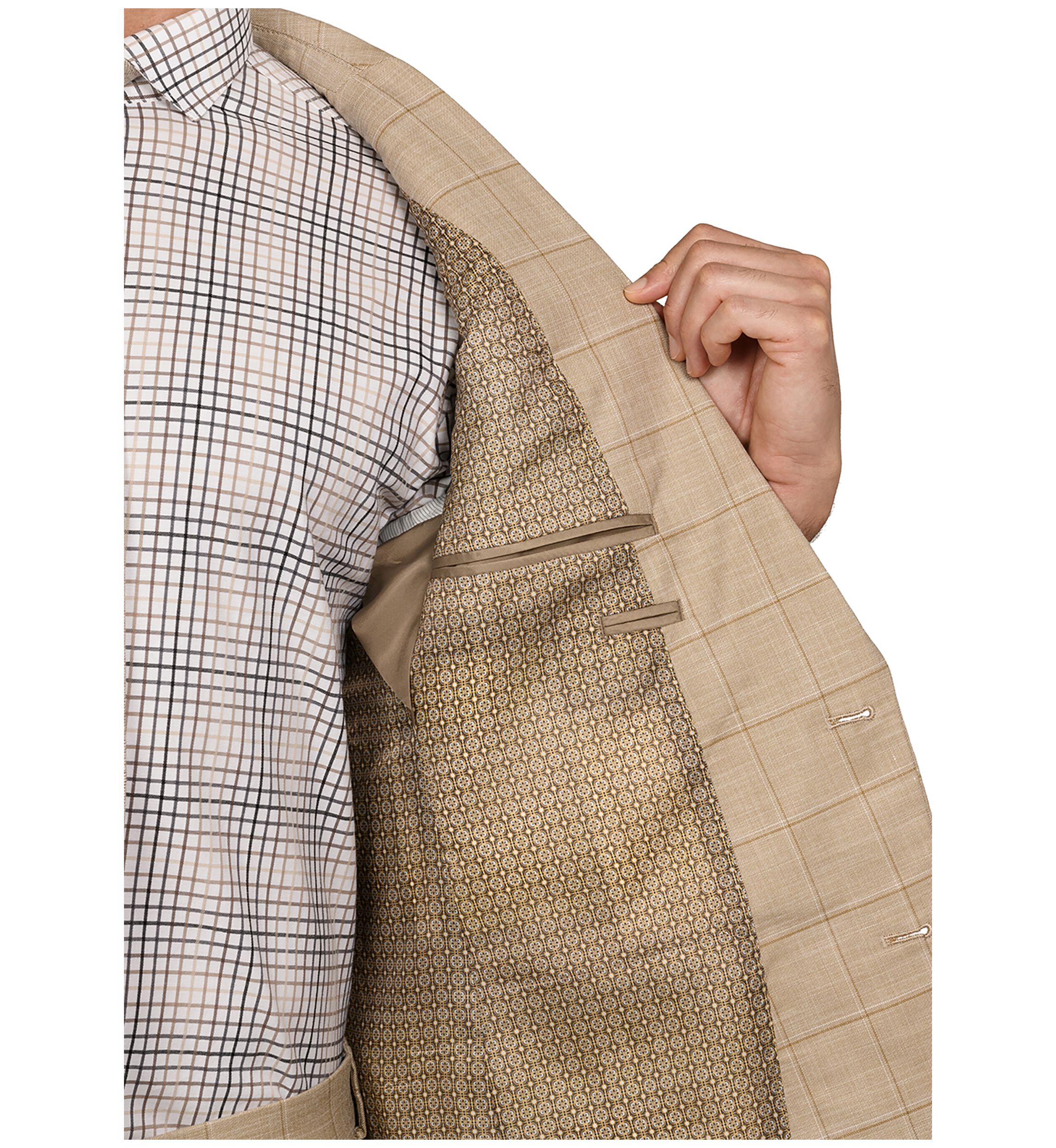 Mens Slim Fit Windowpane Suit Coat