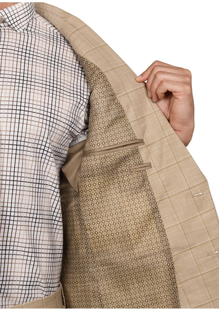 Mens Slim Fit Windowpane Suit Coat