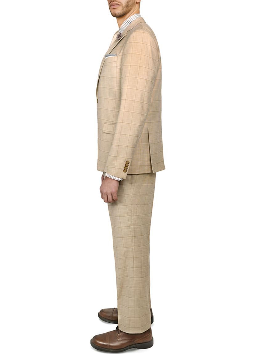 Mens Slim Fit Windowpane Suit Coat