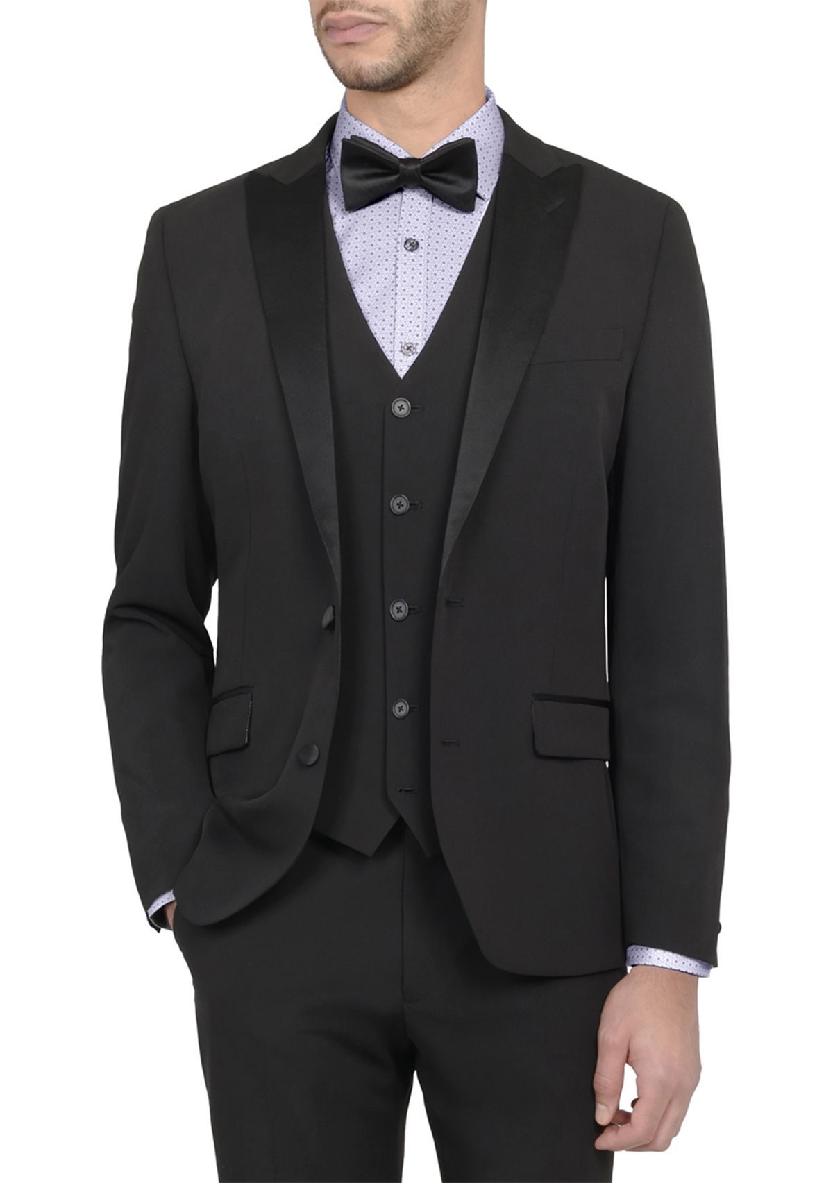 Mens Slim Fit Black Peak Lapel Tuxedo Jacket