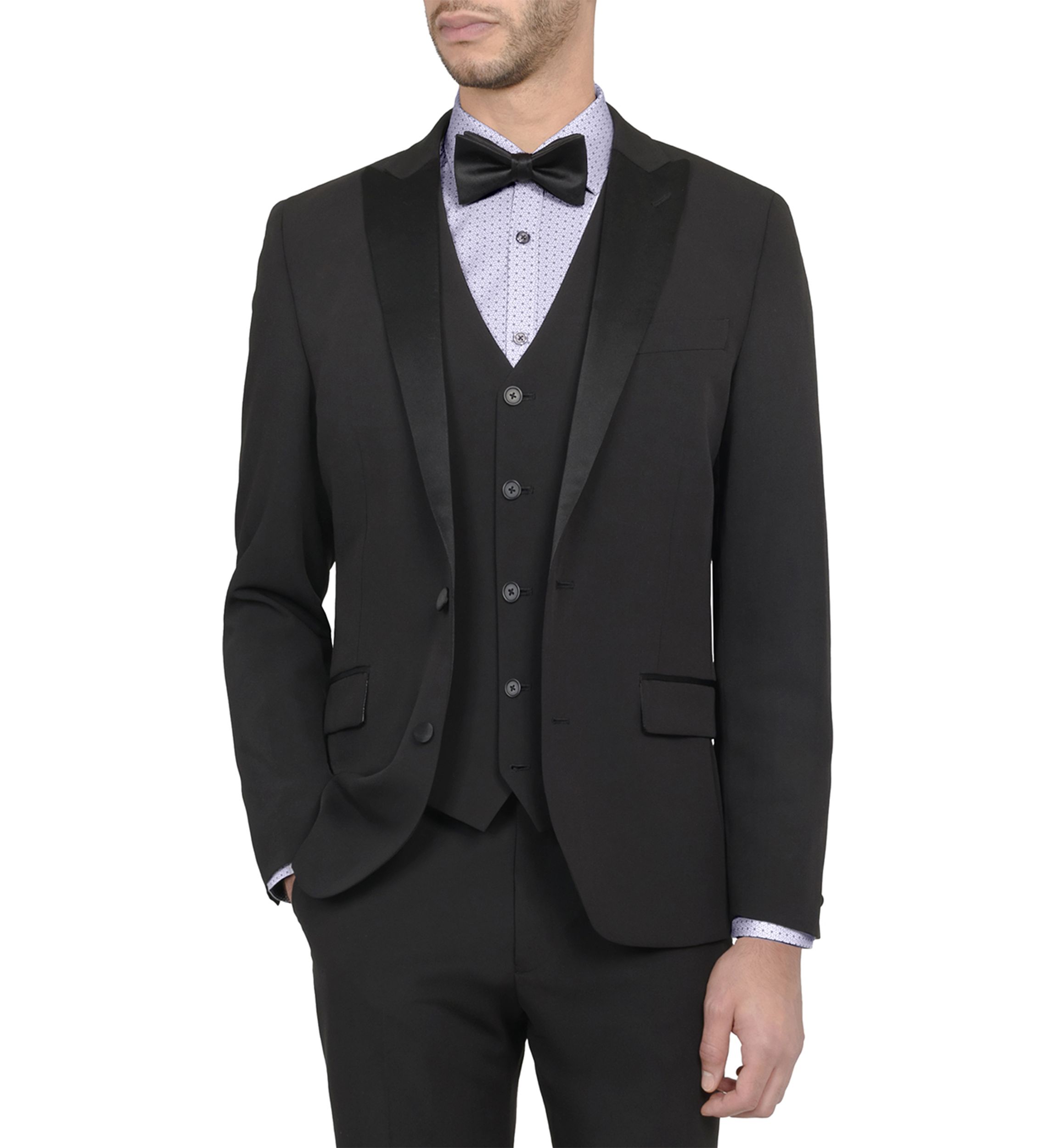 Mens Slim Fit Black Peak Lapel Tuxedo Jacket