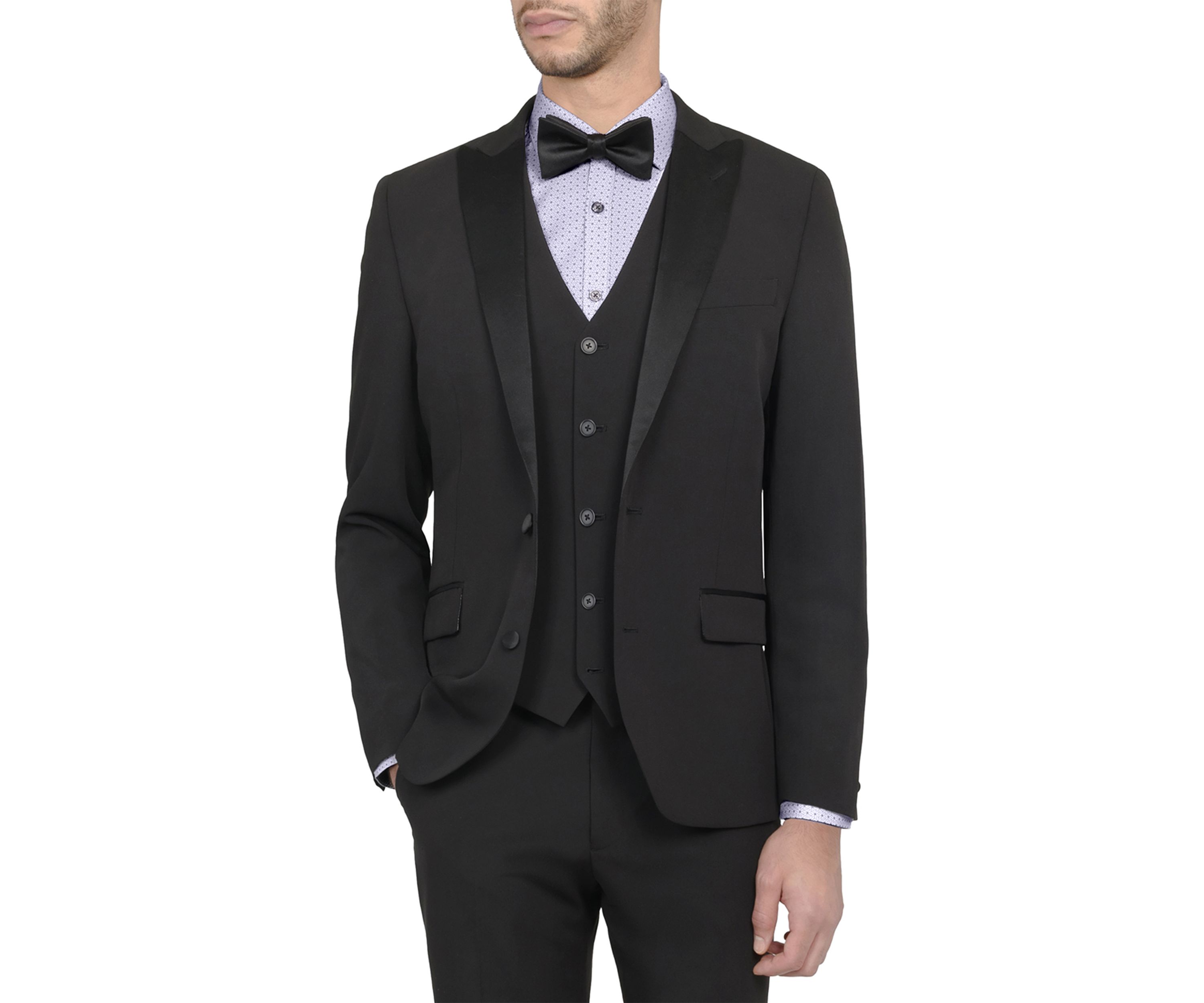 Mens Slim Fit Black Peak Lapel Tuxedo Jacket