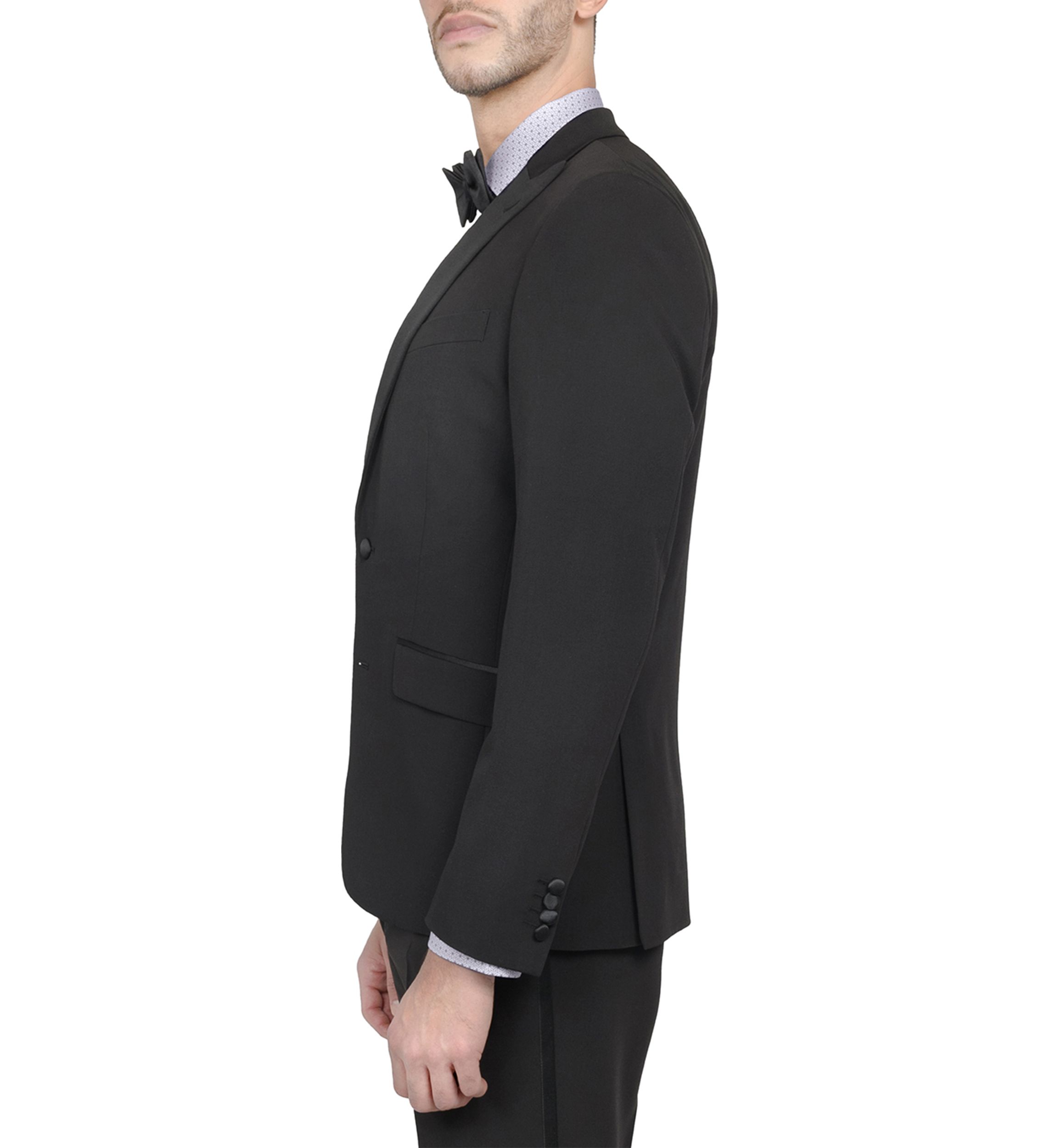 Mens Slim Fit Black Peak Lapel Tuxedo Jacket