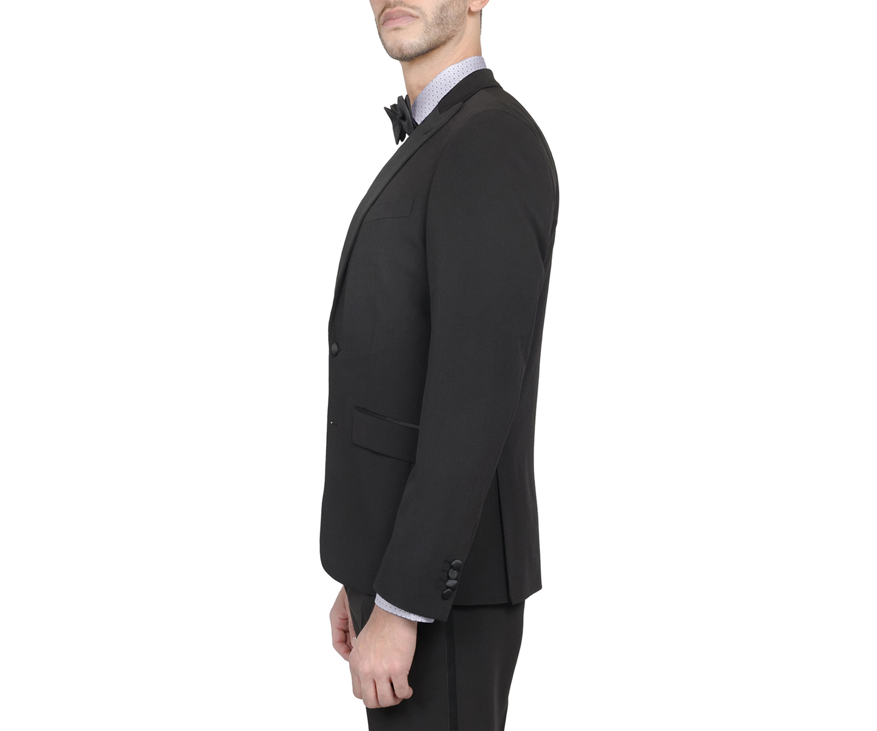 Mens Slim Fit Black Peak Lapel Tuxedo Jacket