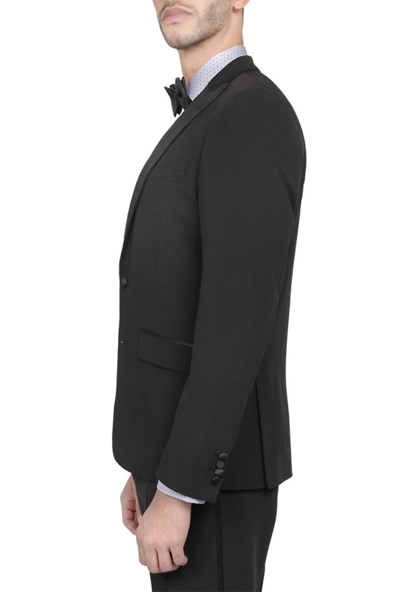 Mens Slim Fit Black Peak Lapel Tuxedo Jacket