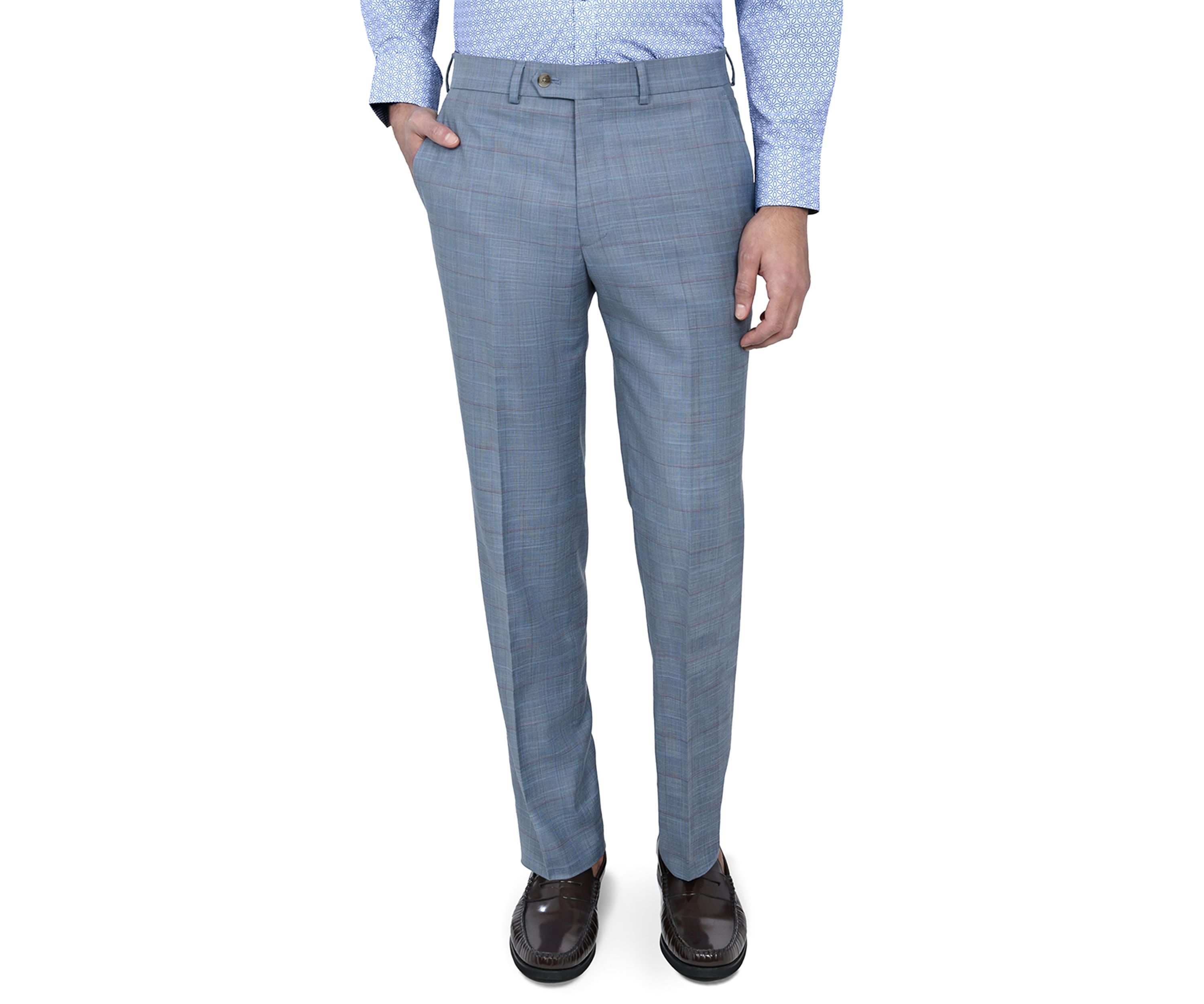 Mens Slim Fit Windowpane Pants