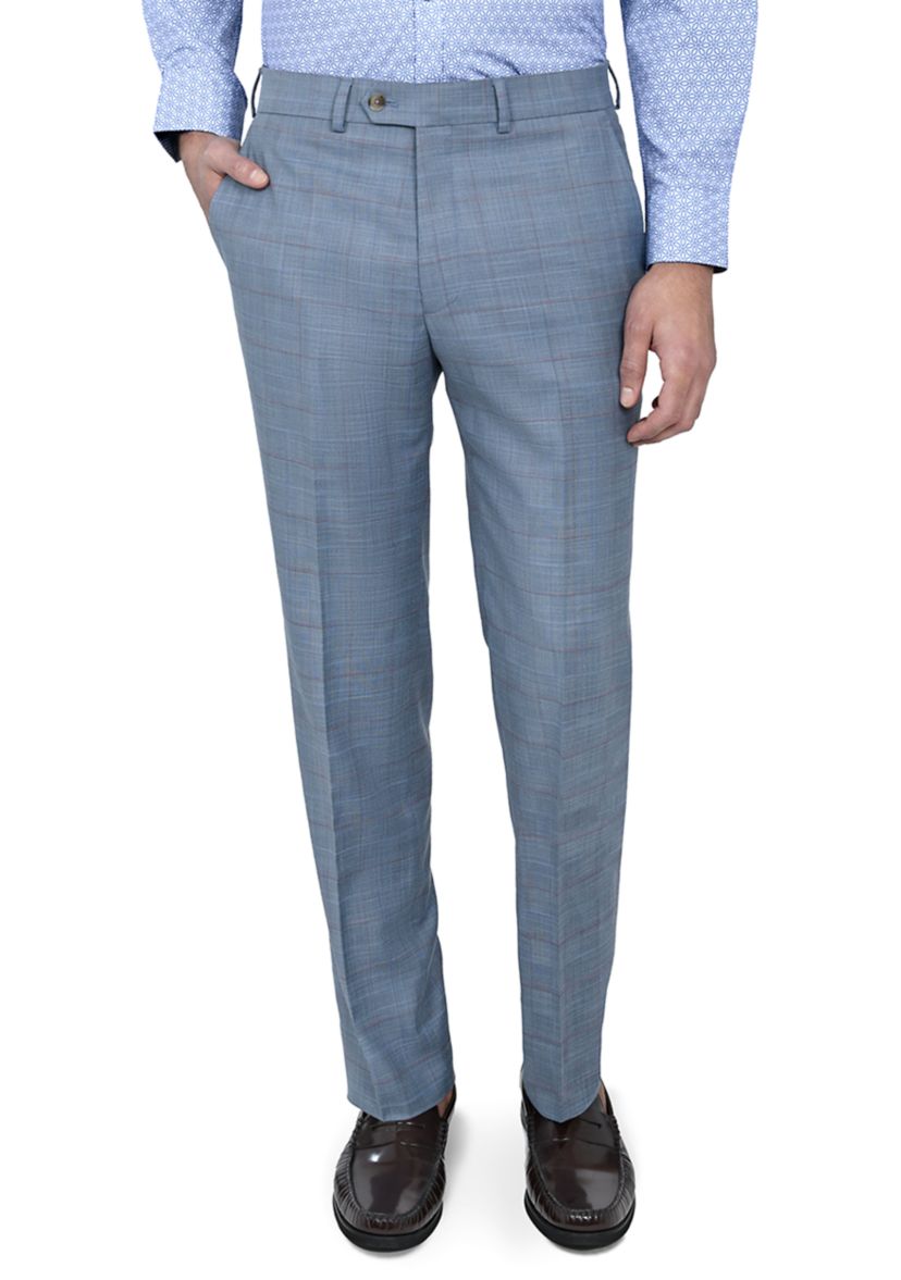 Mens Slim Fit Windowpane Pants