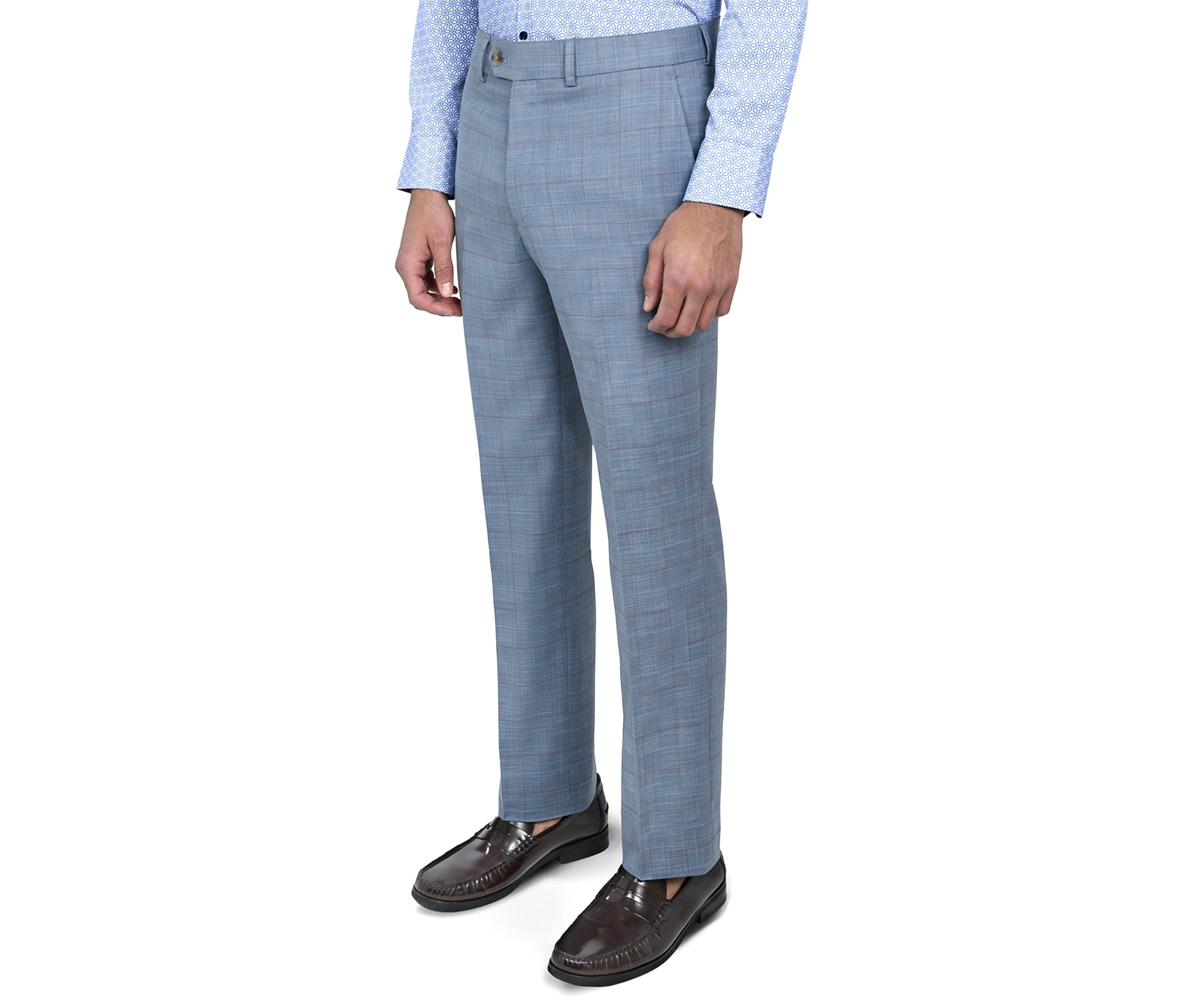 Mens Slim Fit Windowpane Pants