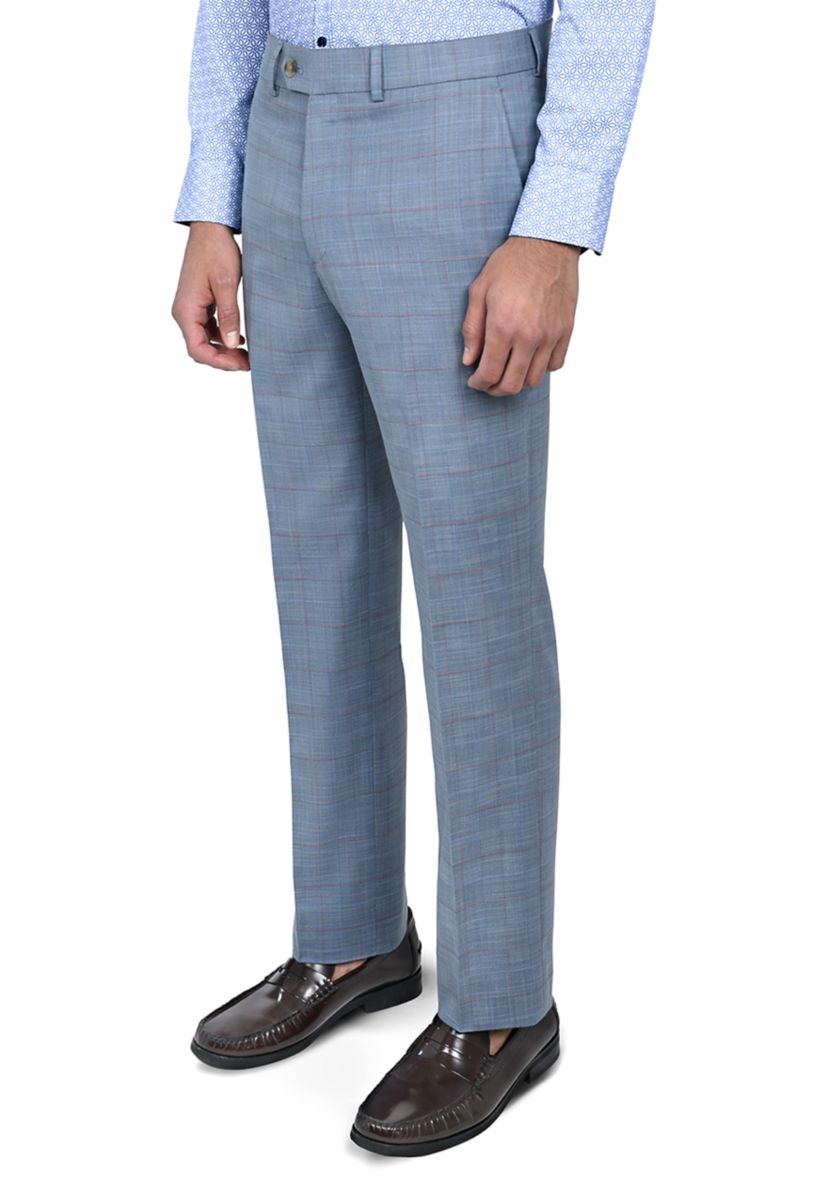 Mens Slim Fit Windowpane Pants